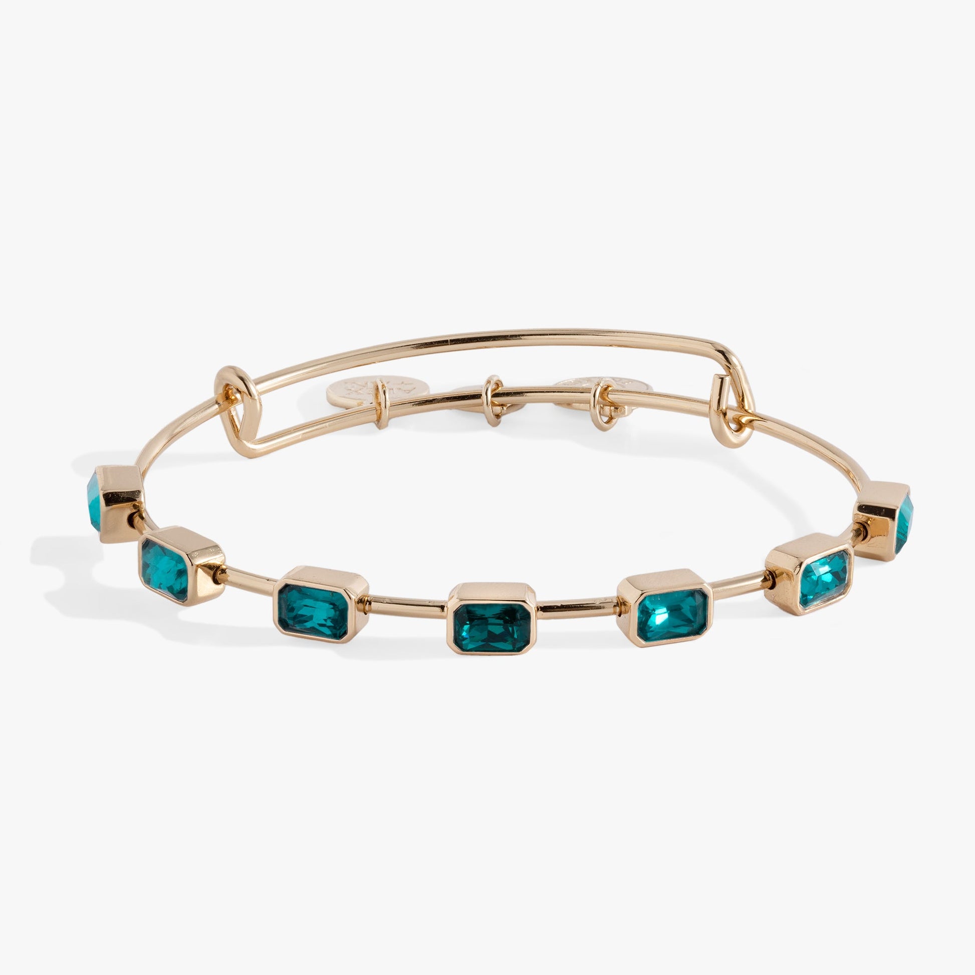 December Birthstone Emerald Cut Bangle Gold