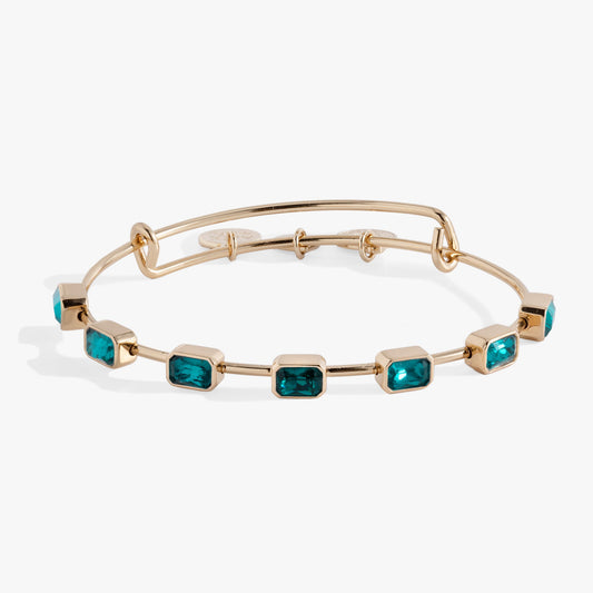 December Birthstone Emerald Cut Bangle Gold