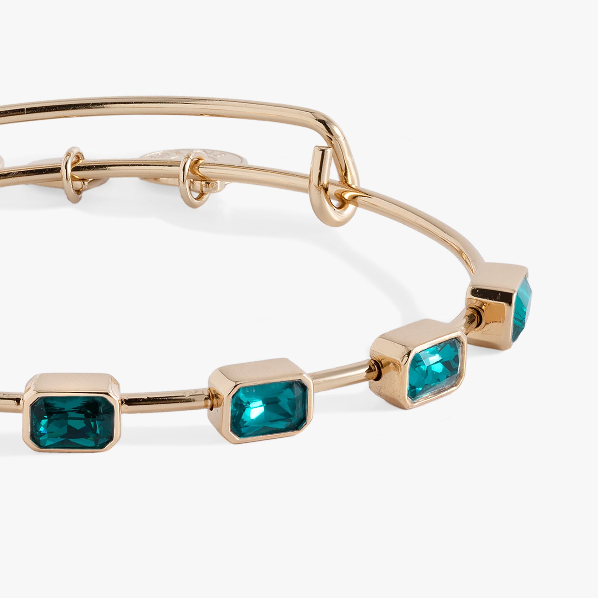 December Birthstone Emerald Cut Bangle Gold