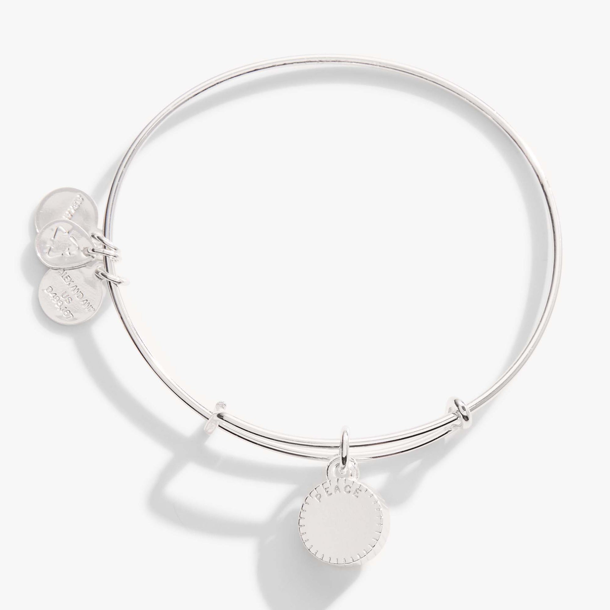 Aquamarine March Birthstone Charm Bangle Silver