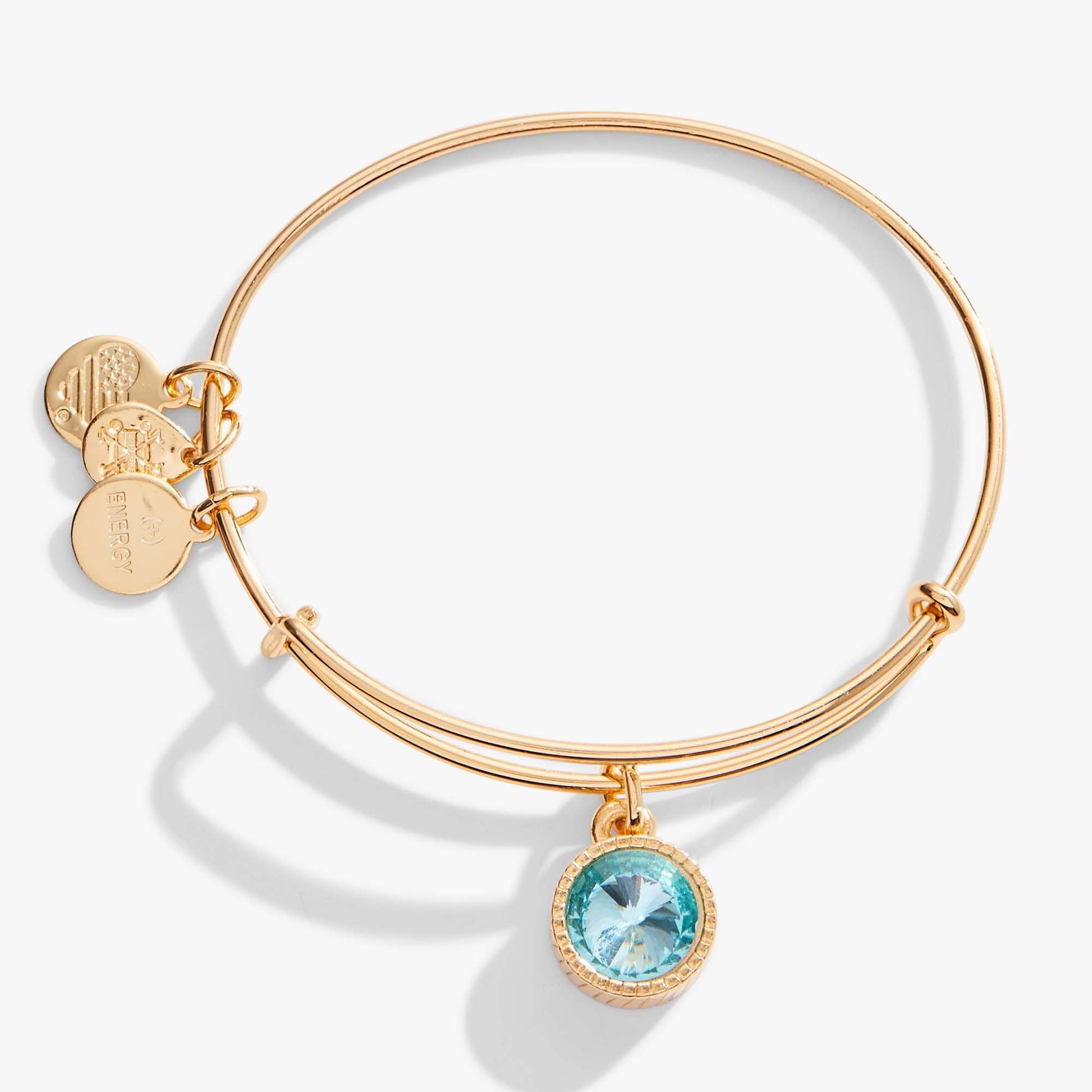 Aquamarine March Birthstone Charm Bangle Silver