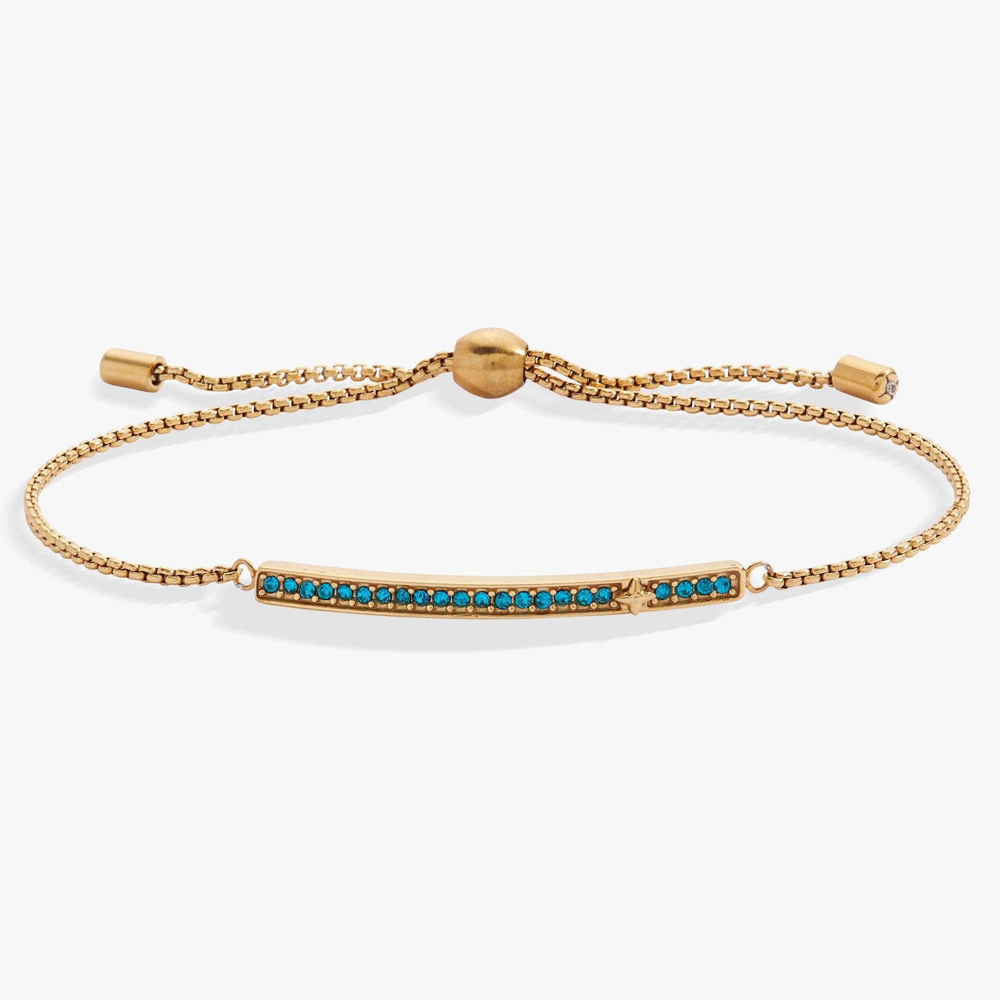 Birthstone Pave Bolo - December Stainless Steel Gold