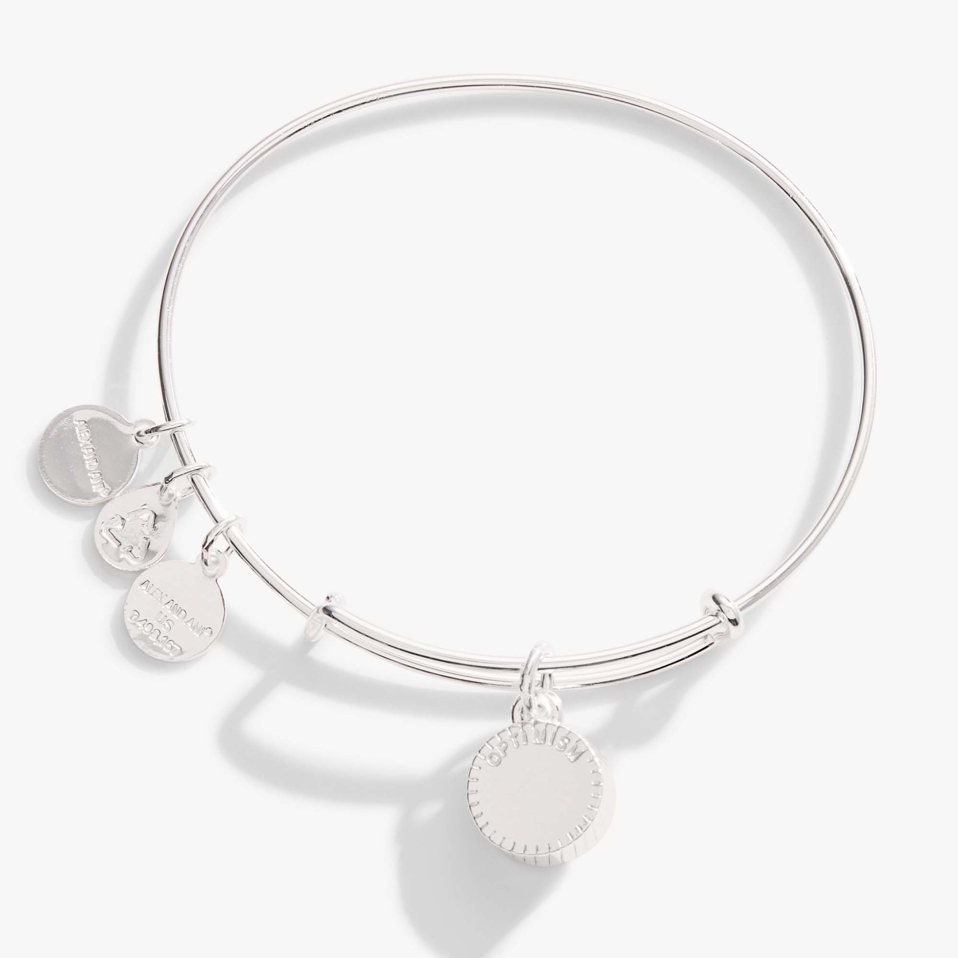 Blue Zircon December Birthstone Charm Bangle Silver