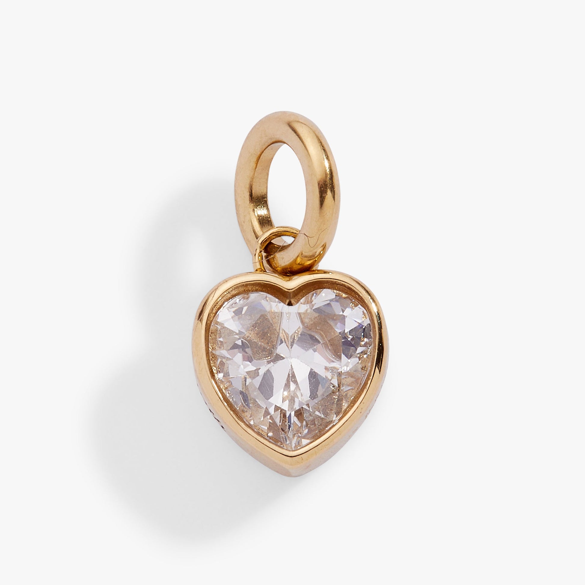 Strength' Heart Birthstone Charm-APRIL Stainless Steel Gold