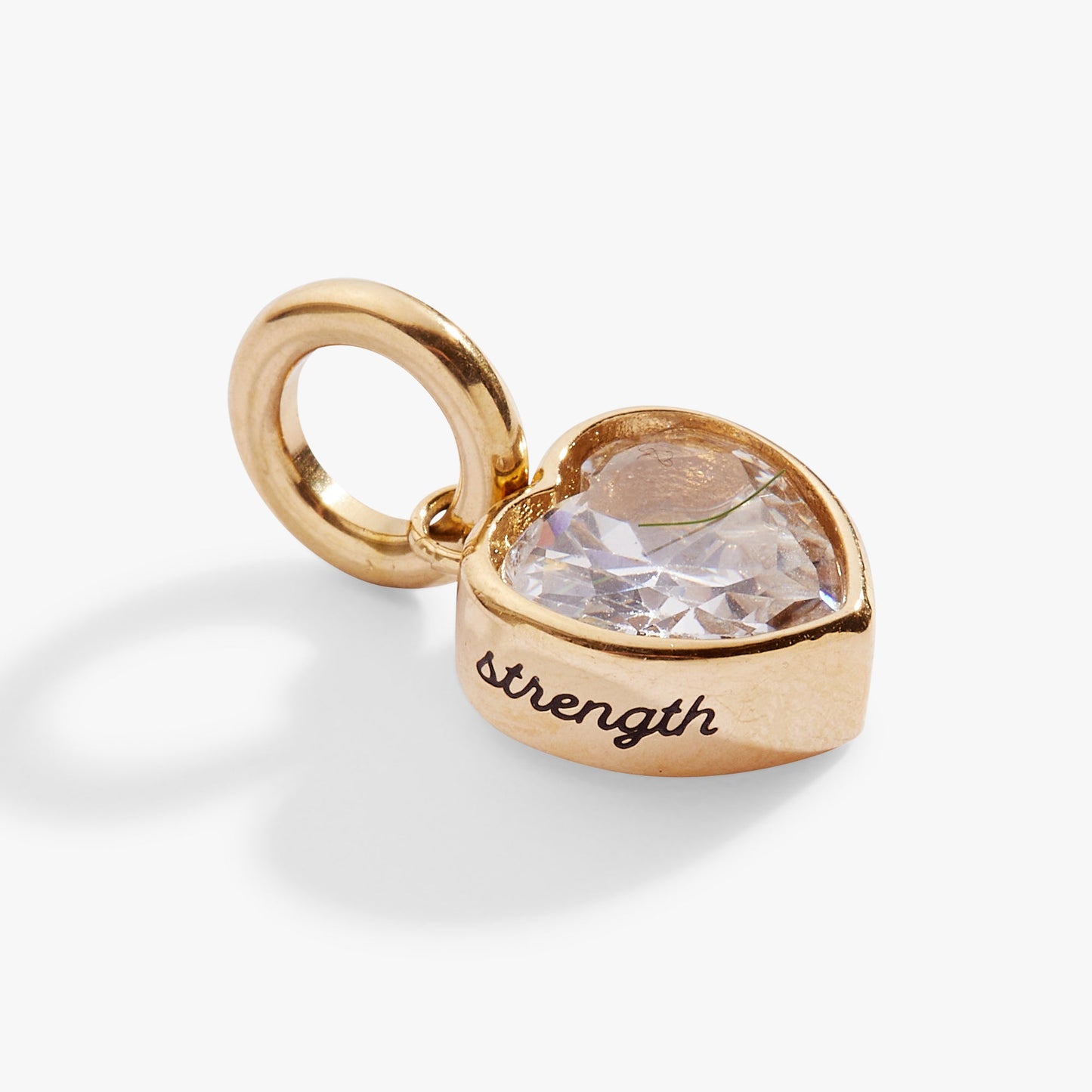 Strength' Heart Birthstone Charm-APRIL Stainless Steel Gold