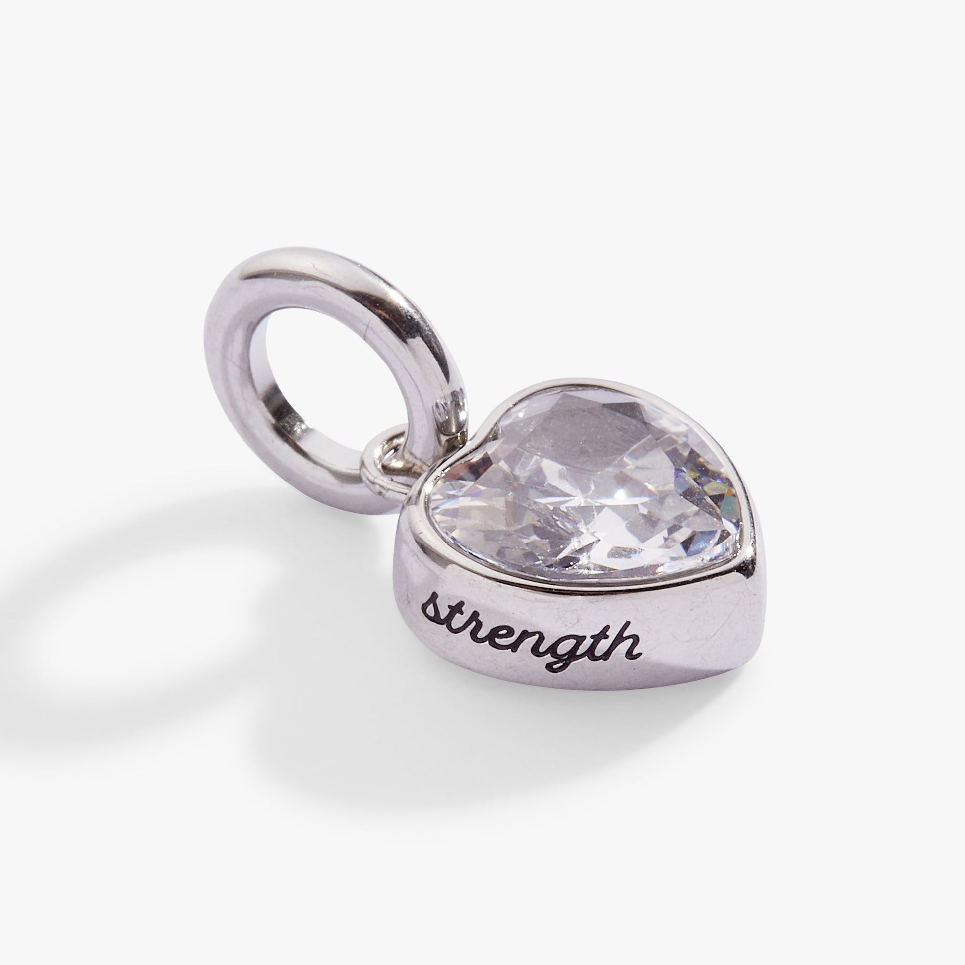 Strength' Heart Birthstone Charm-APRIL Stainless Steel Gold