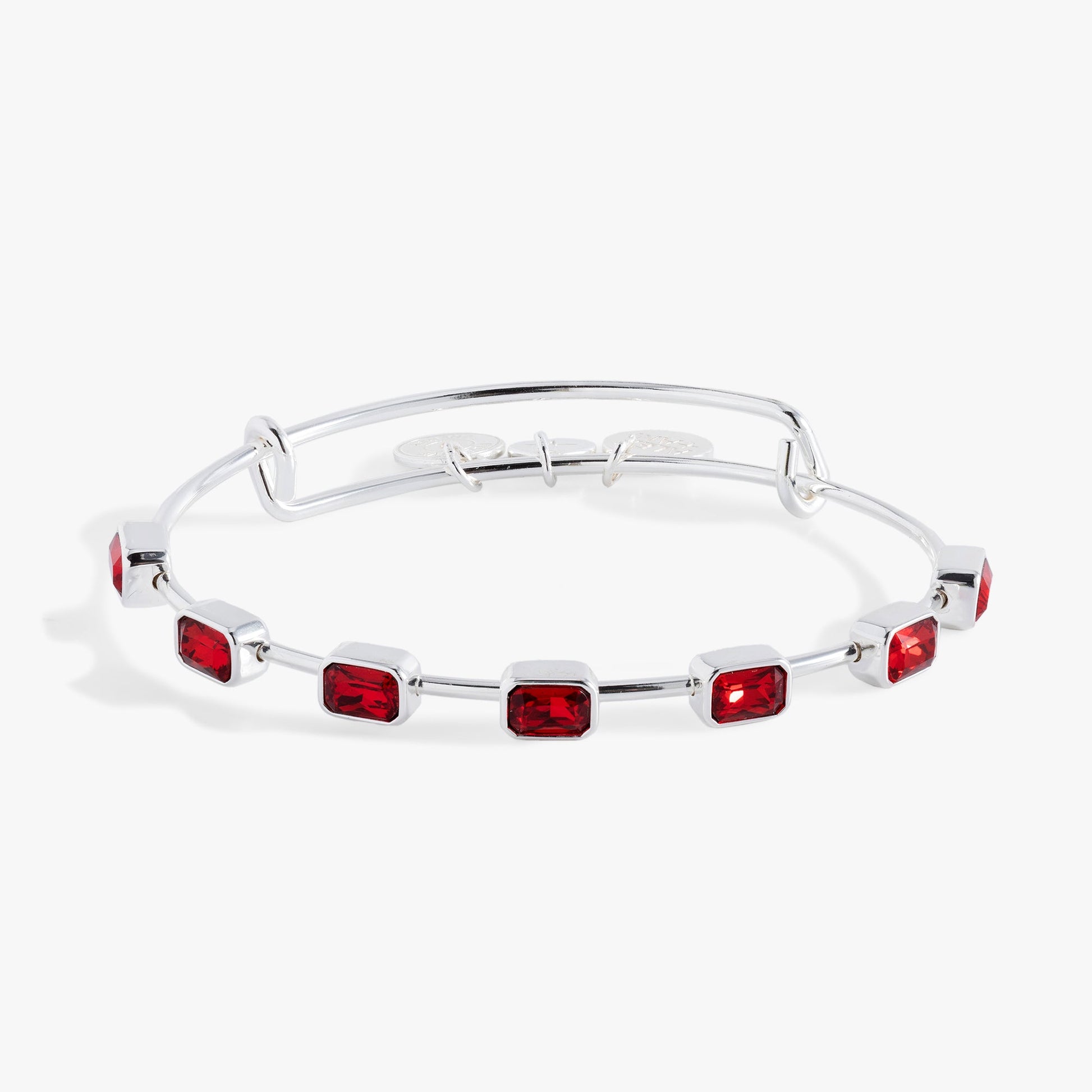 January Birthstone Emerald Cut Bangle Silver
