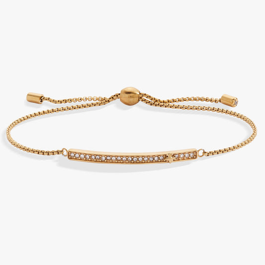 Birthstone Pave Bolo - April Stainless Steel Gold