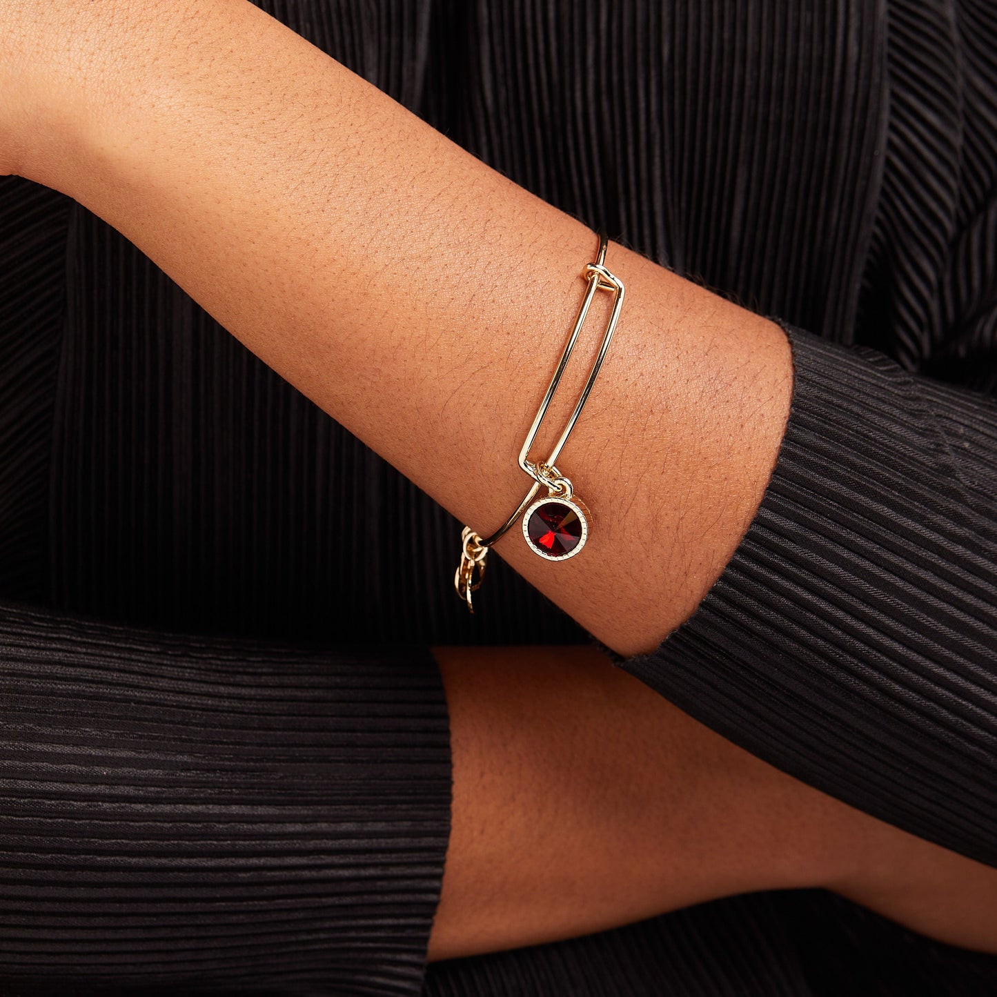 Scarlet January Birthstone Charm Bangle Silver