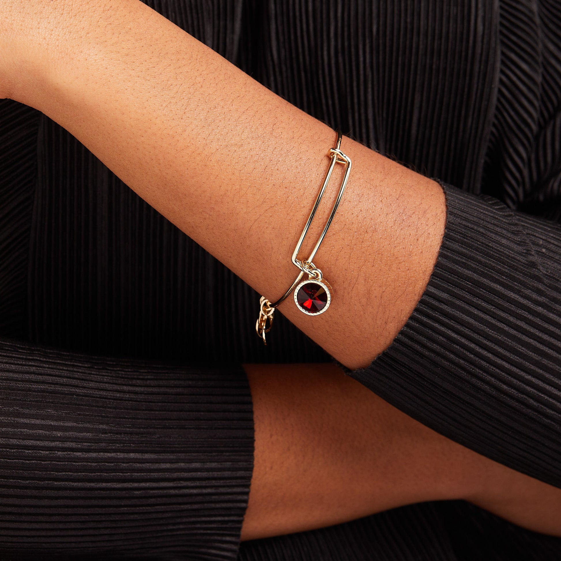 Scarlet January Birthstone Charm Bangle Silver