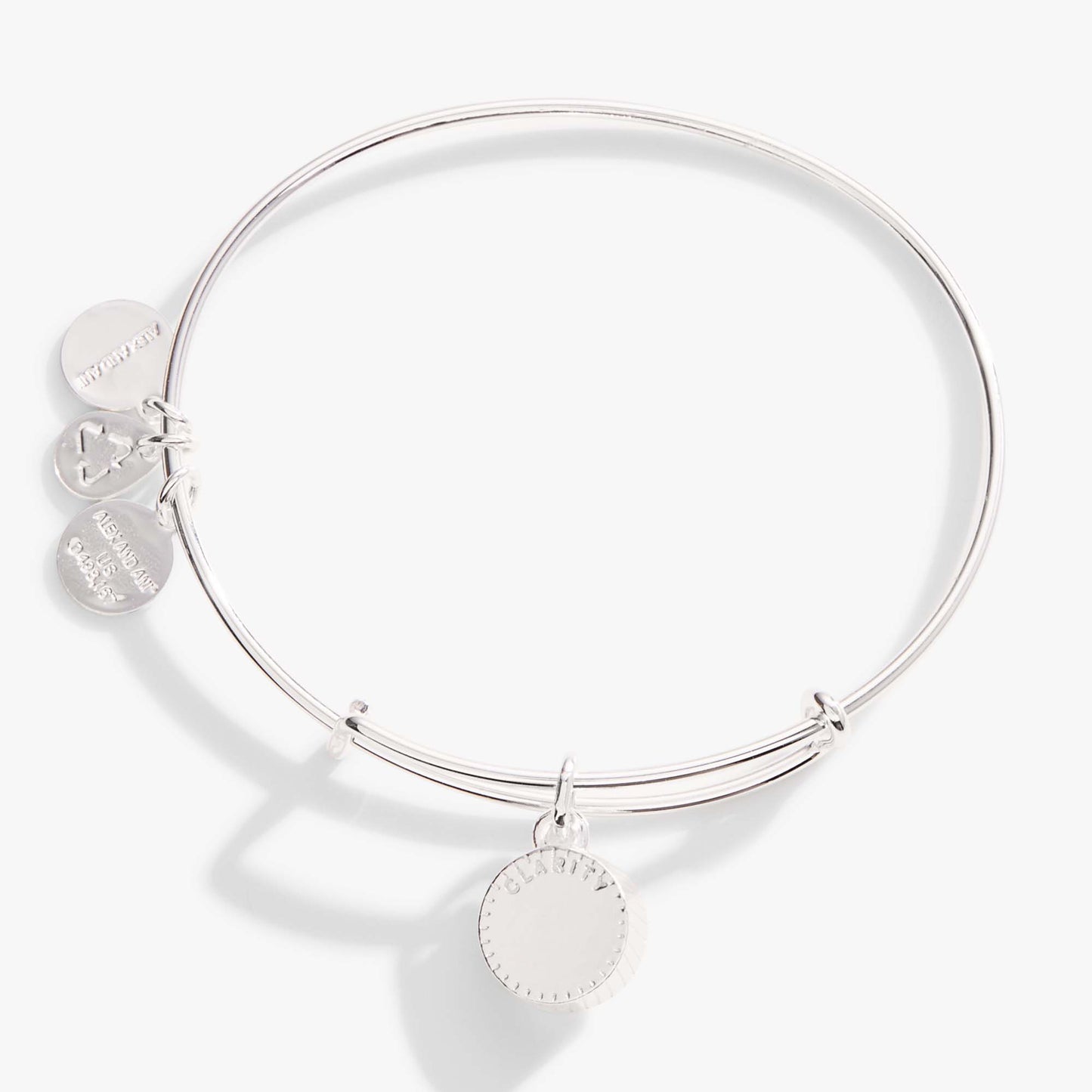 Clear Crystal April Birthstone Charm Bangle Gold