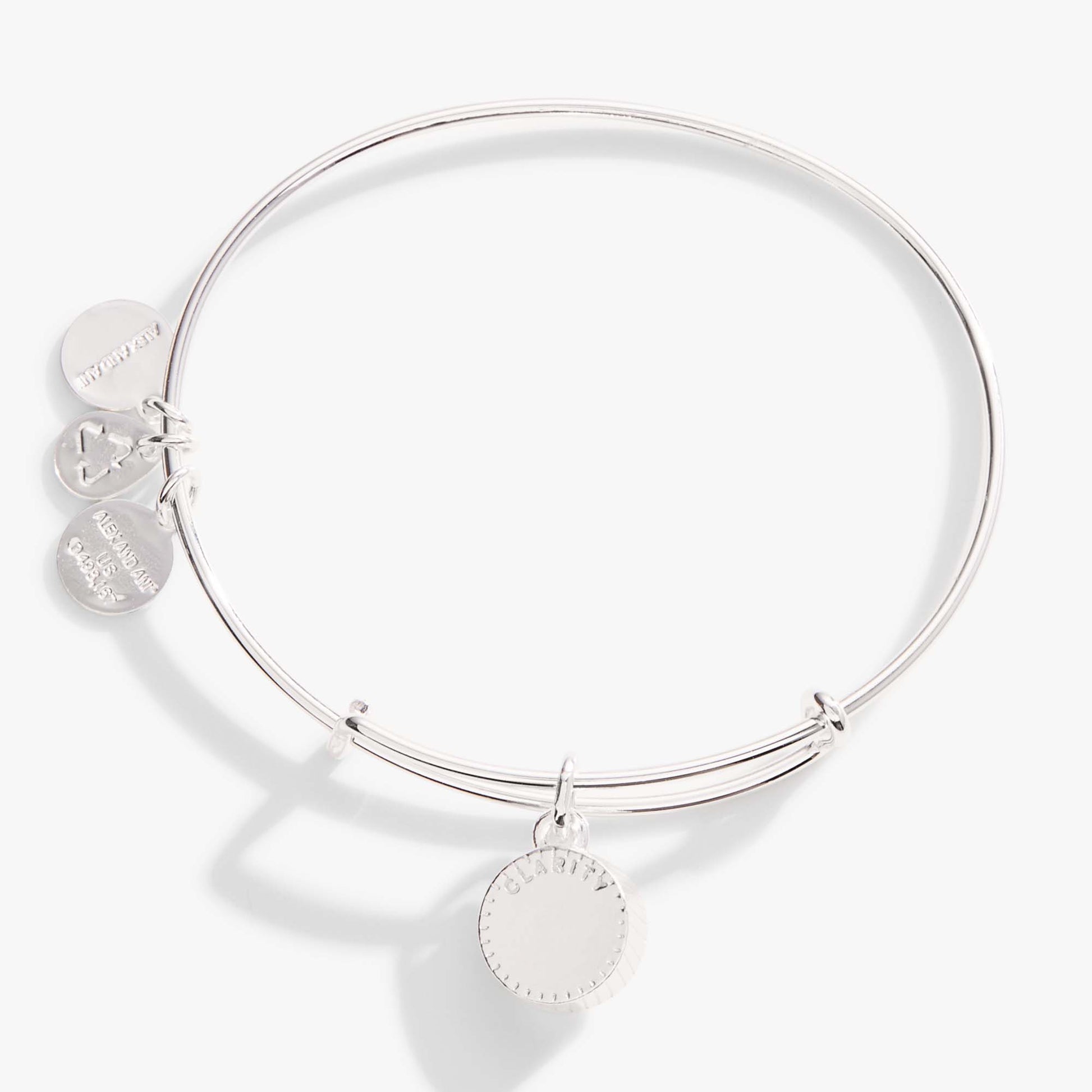 Clear Crystal April Birthstone Charm Bangle Gold
