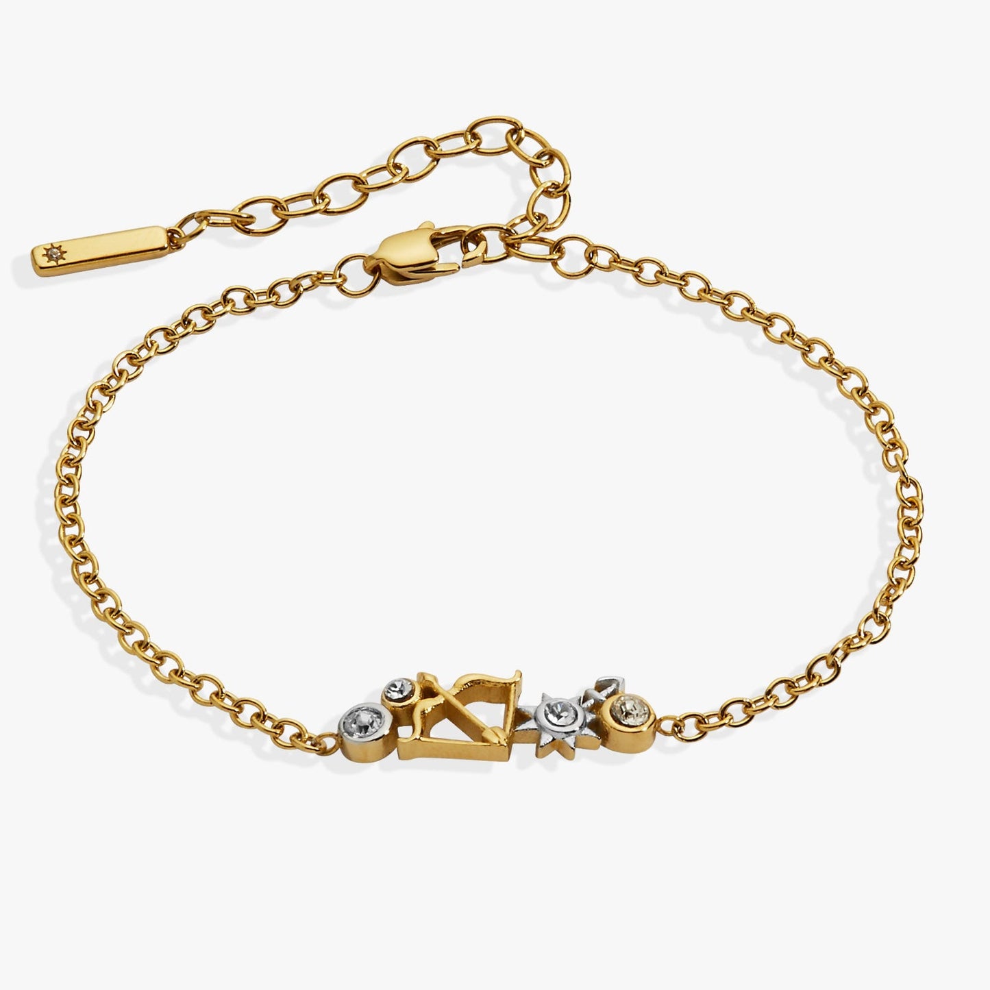 Sagittarius Symbol Inline Bracelet Two Tone - Stainless Steel