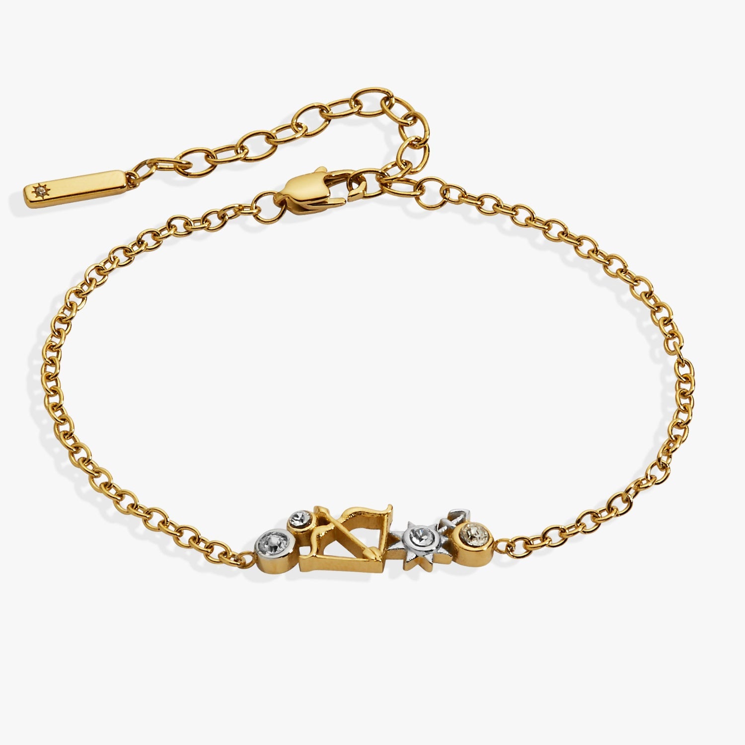 Sagittarius Symbol Inline Bracelet Two Tone - Stainless Steel