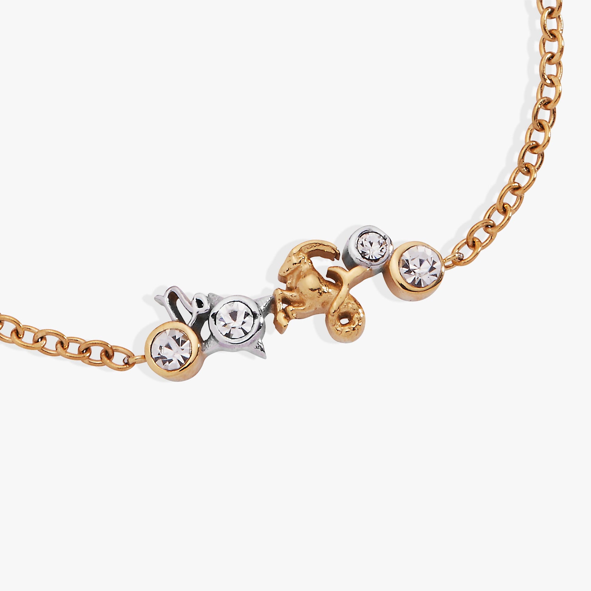 Capricorn Symbol Inline Bracelet Two Tone - Stainless Steel