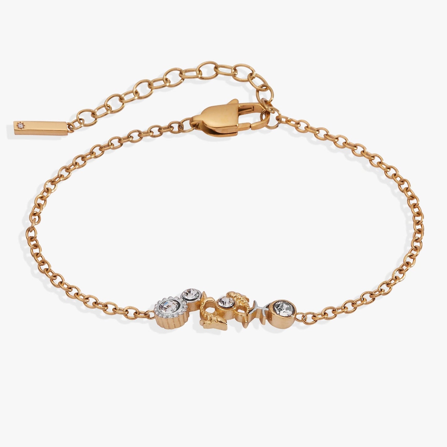 Pisces Symbol Inline Bracelet Two Tone - Stainless Steel