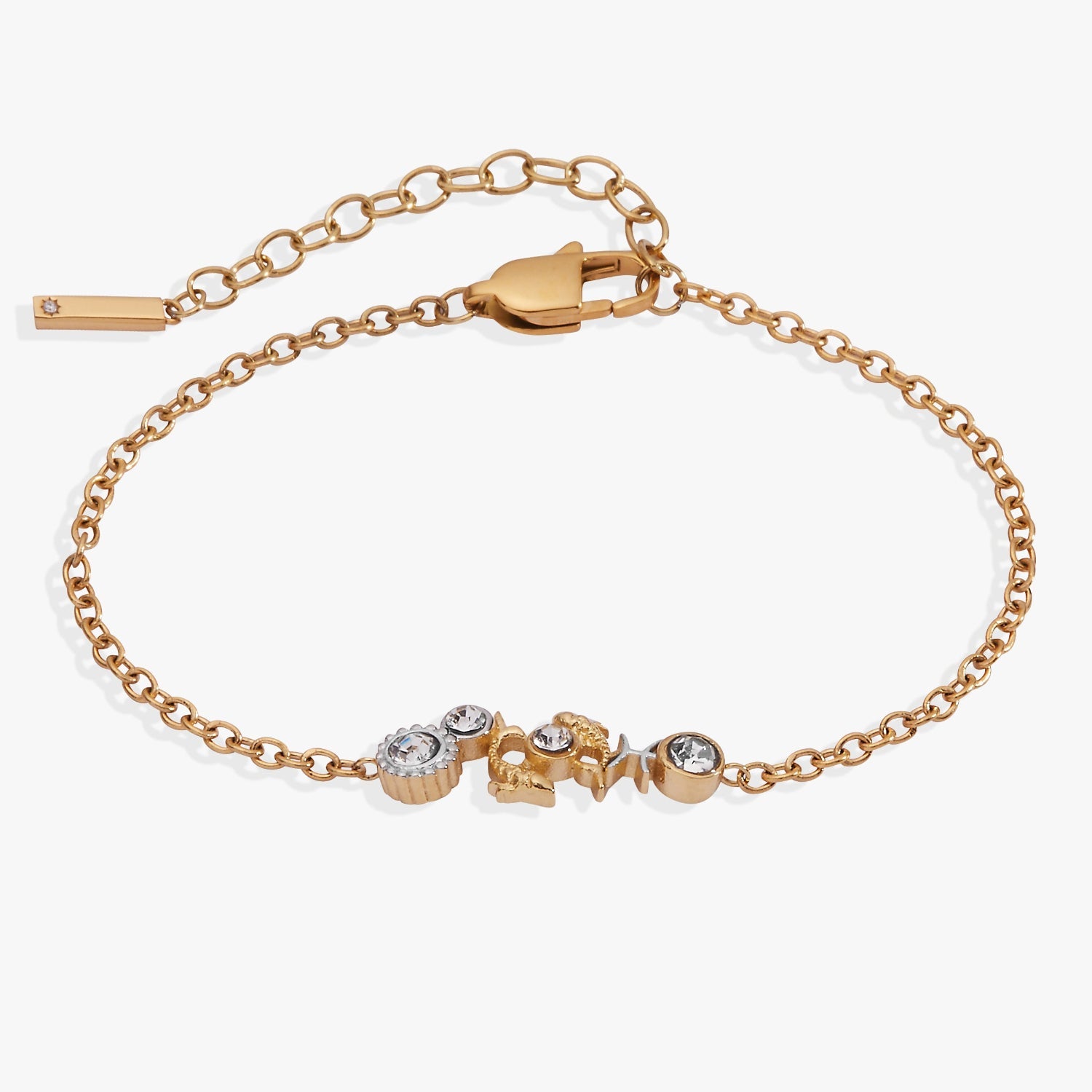 Pisces Symbol Inline Bracelet Two Tone - Stainless Steel