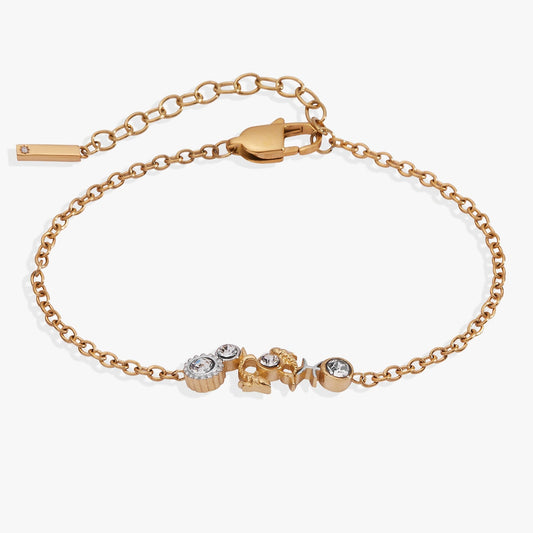 Pisces Symbol Inline Bracelet Two Tone - Stainless Steel