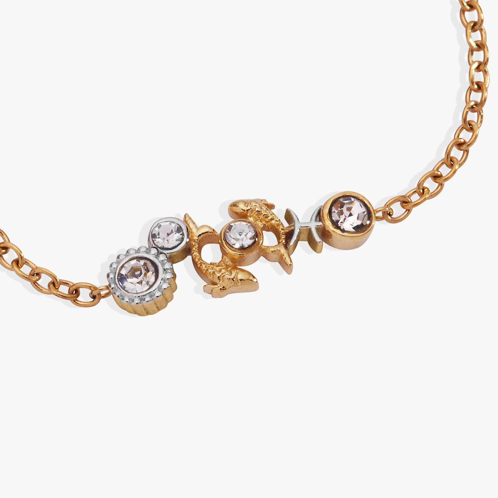 Pisces Symbol Inline Bracelet Two Tone - Stainless Steel
