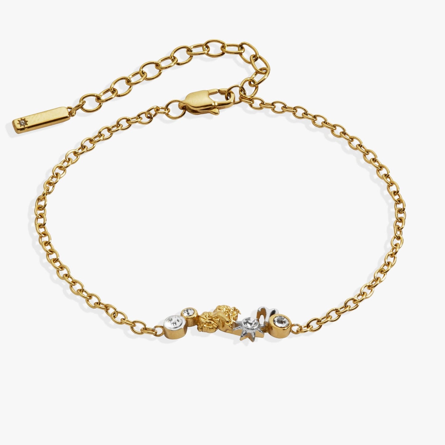Aries Symbol Inline Bracelet Two Tone - Stainless Steel