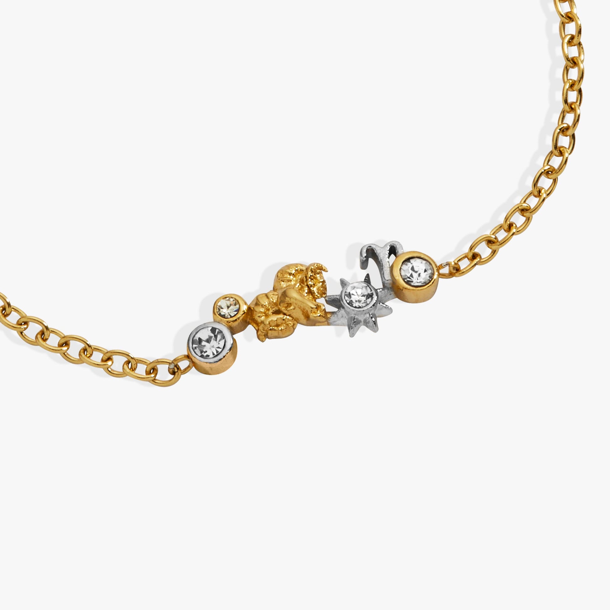 Aries Symbol Inline Bracelet Two Tone - Stainless Steel
