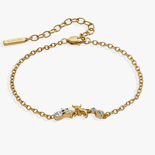 Taurus Symbol Inline Bracelet Two Tone - Stainless Steel