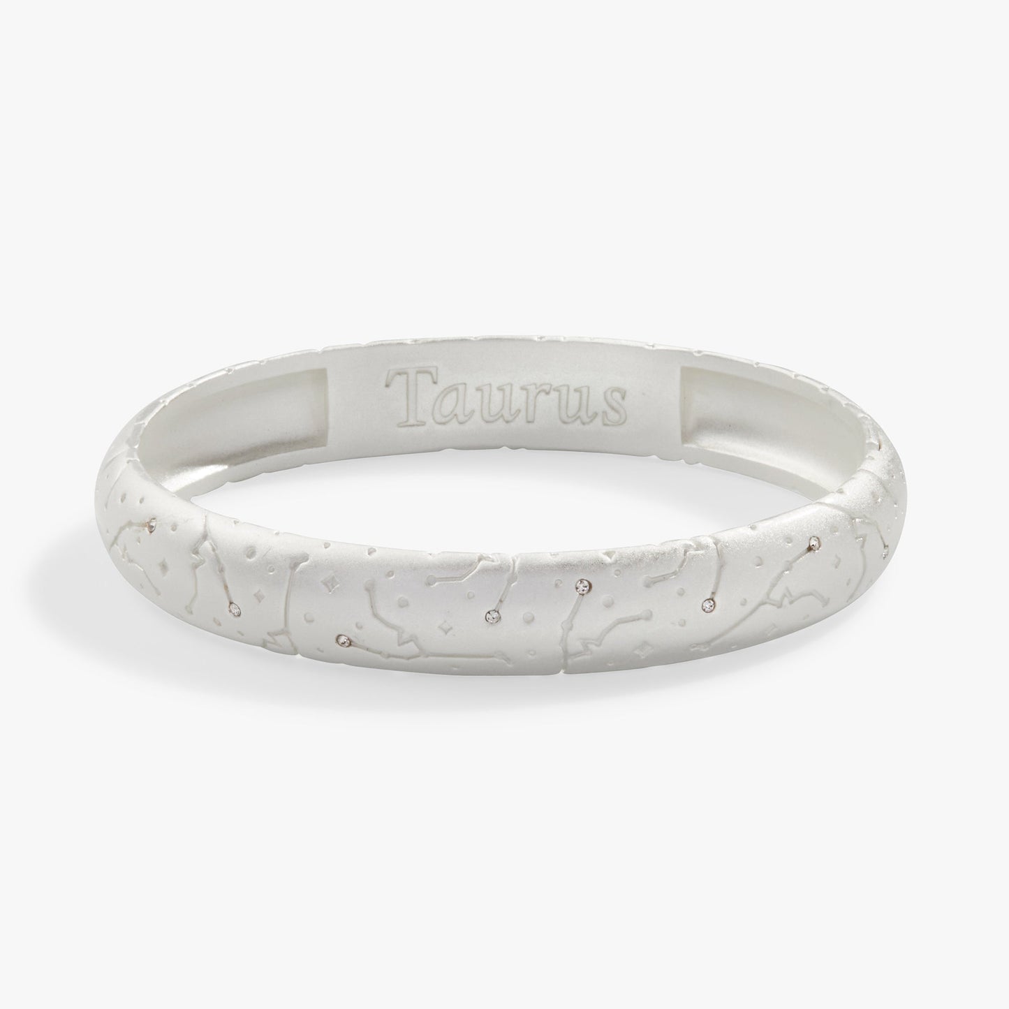 Taurus Zodiac Hinge Bangle Satin Silver