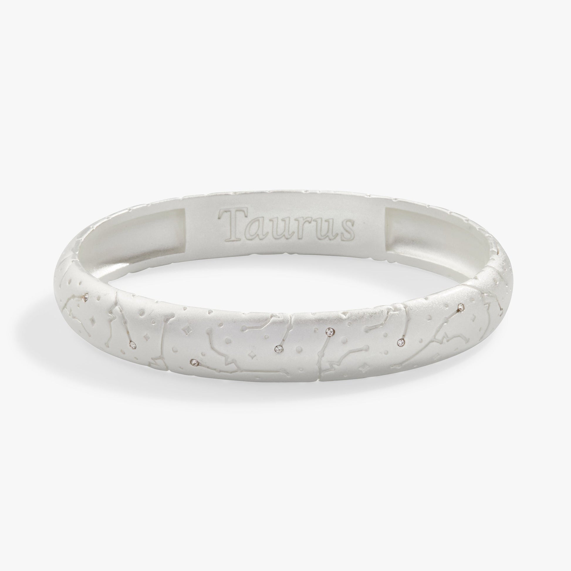 Taurus Zodiac Hinge Bangle Satin Silver