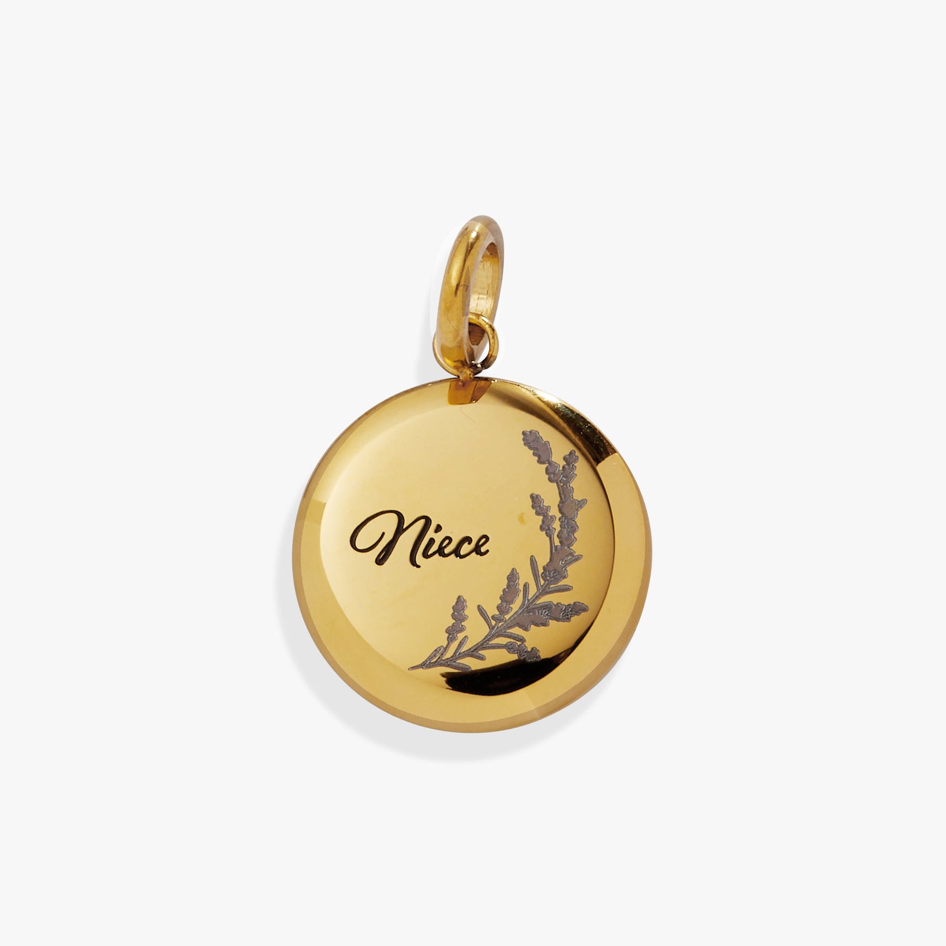 Niece Lavender Disc Charm Stainless Steel Gold