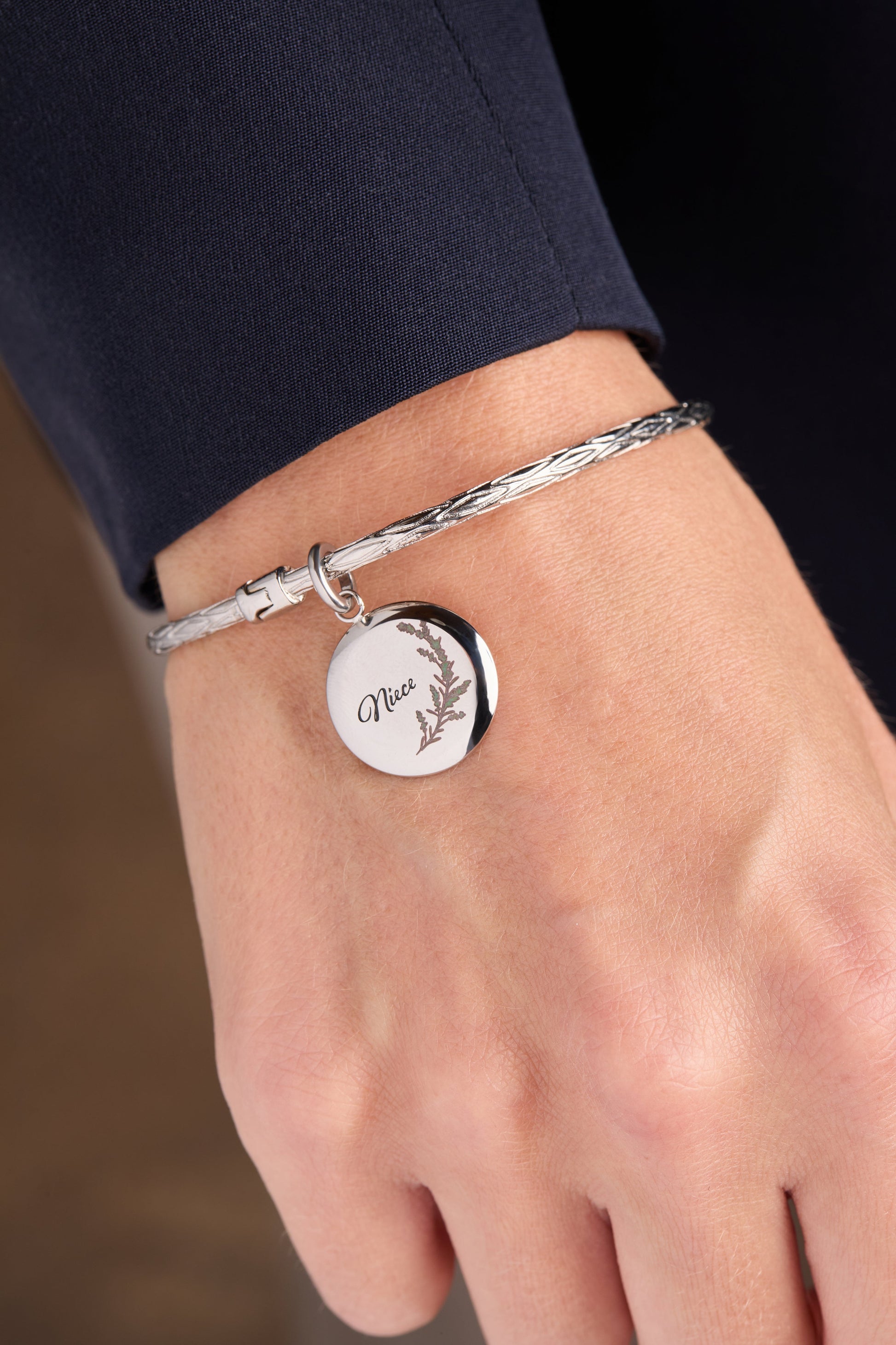 Niece Lavender Disc Charm Stainless Steel Gold