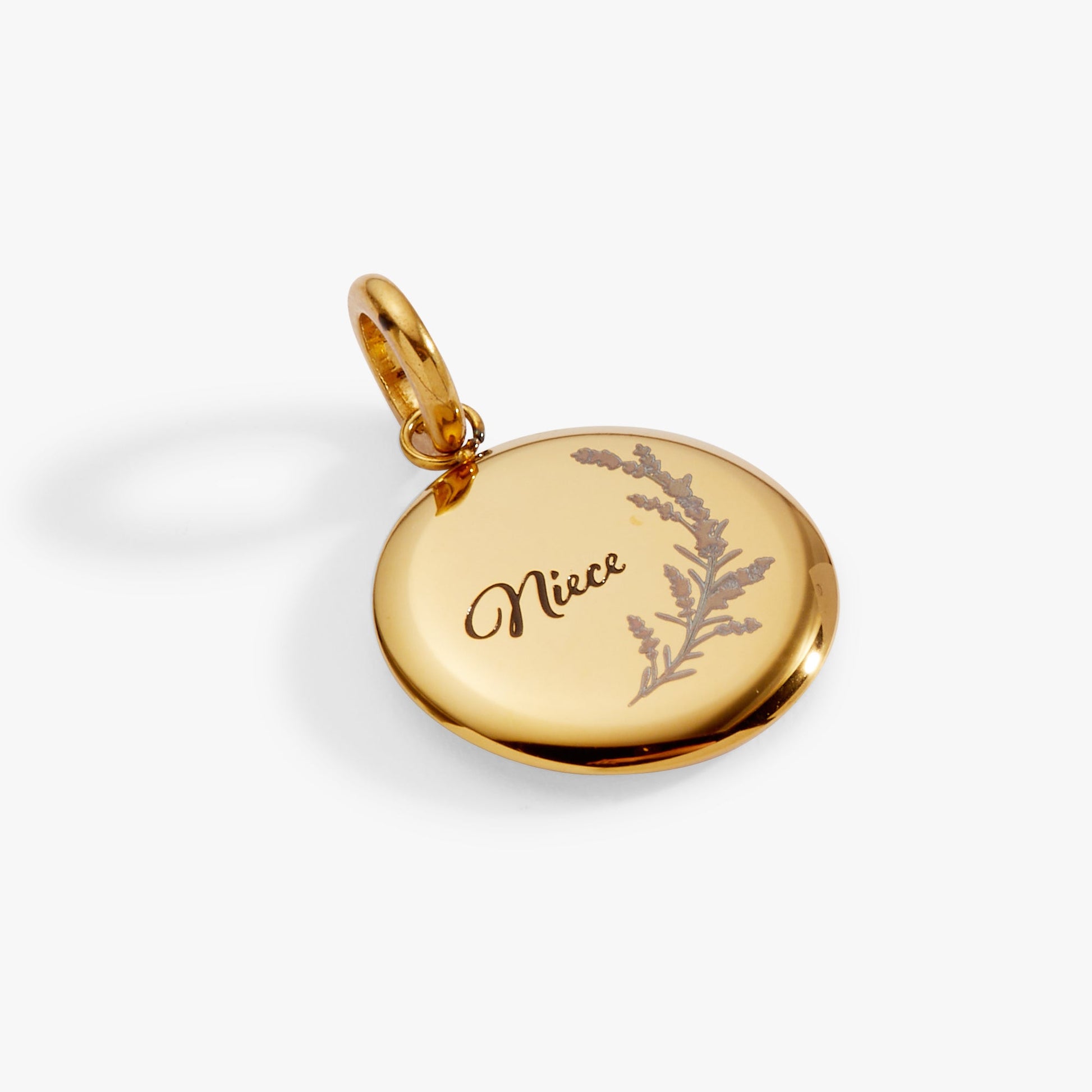 Niece Lavender Disc Charm Stainless Steel Gold