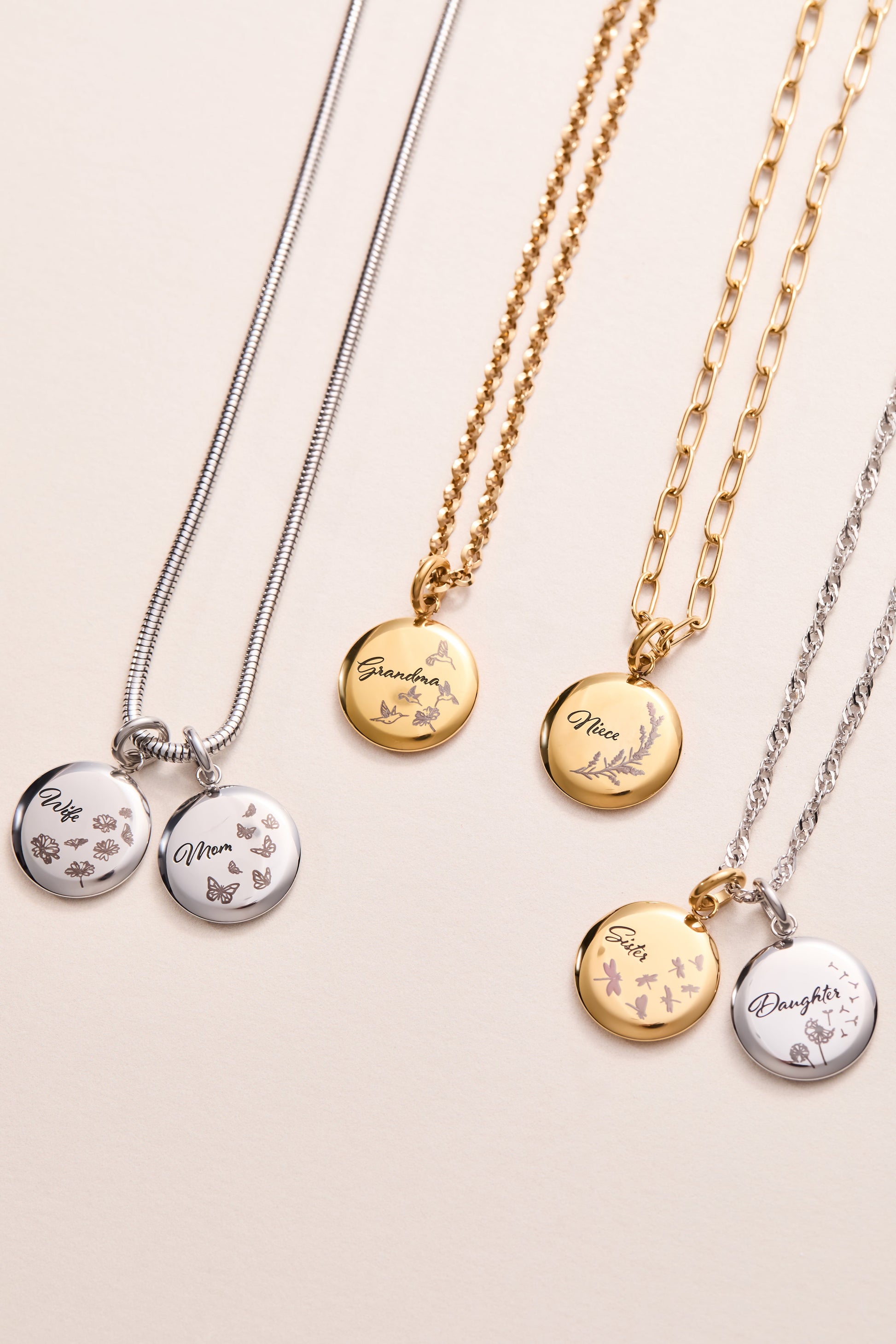 Niece Lavender Disc Charm Stainless Steel Gold