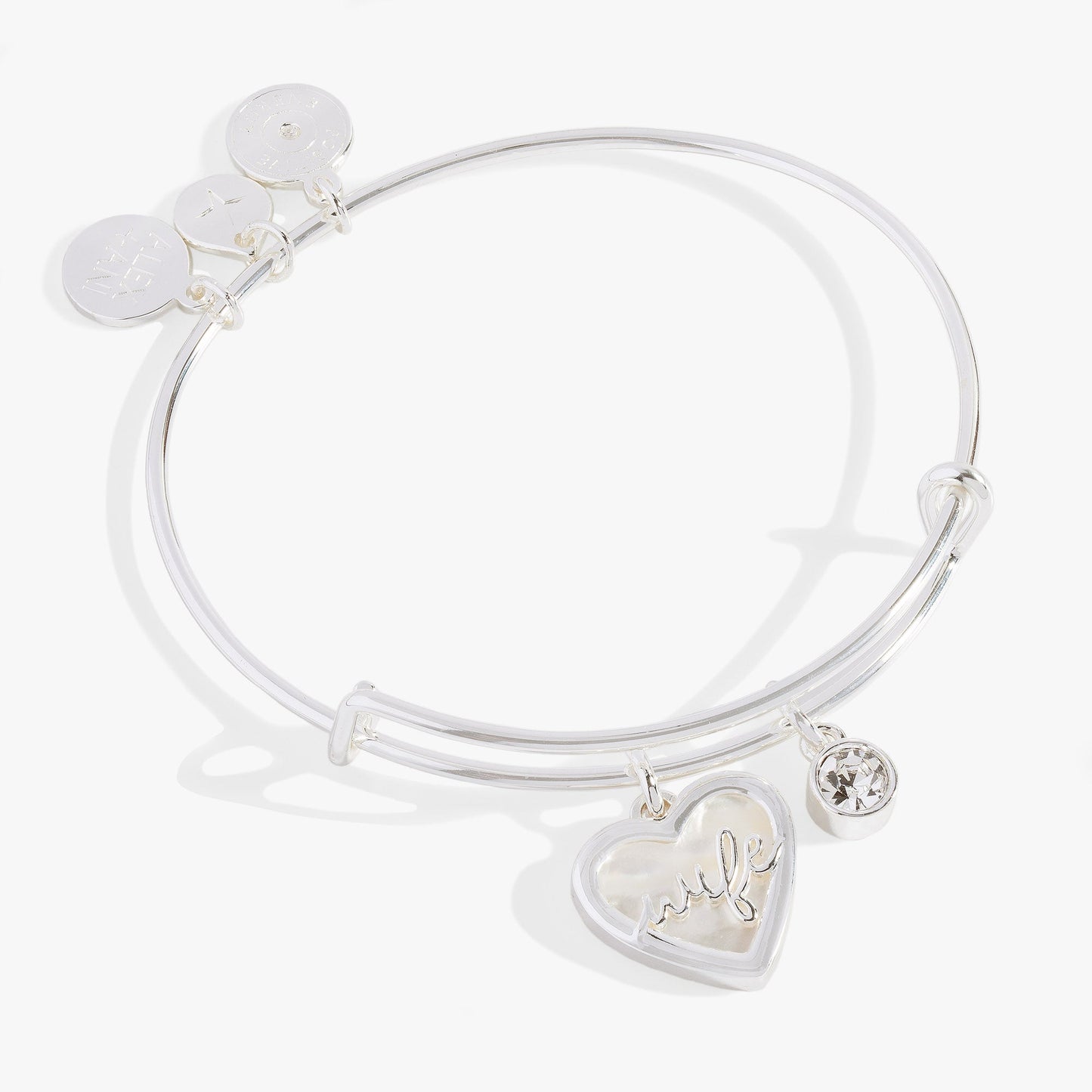 Mother of Pearl Wife Heart Bangle – Elegant Bridal or Anniversary Jewelry Gold