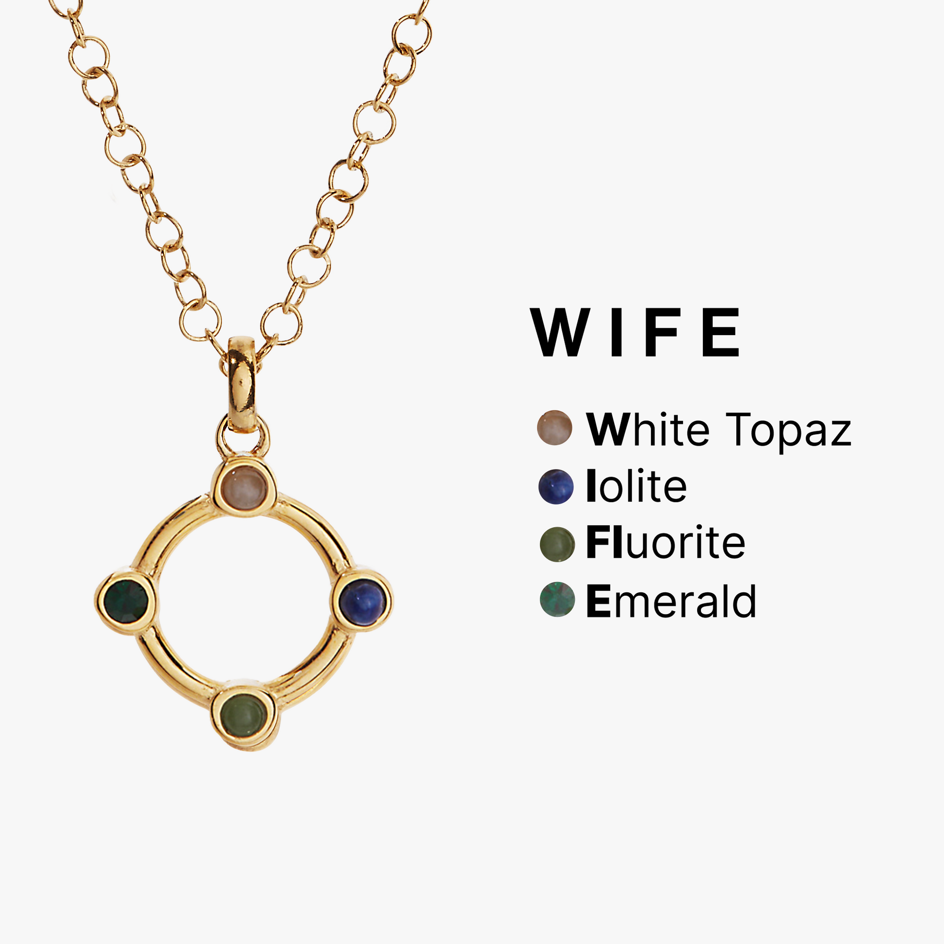 Wife Crystal Necklace Stainless Steel Gold