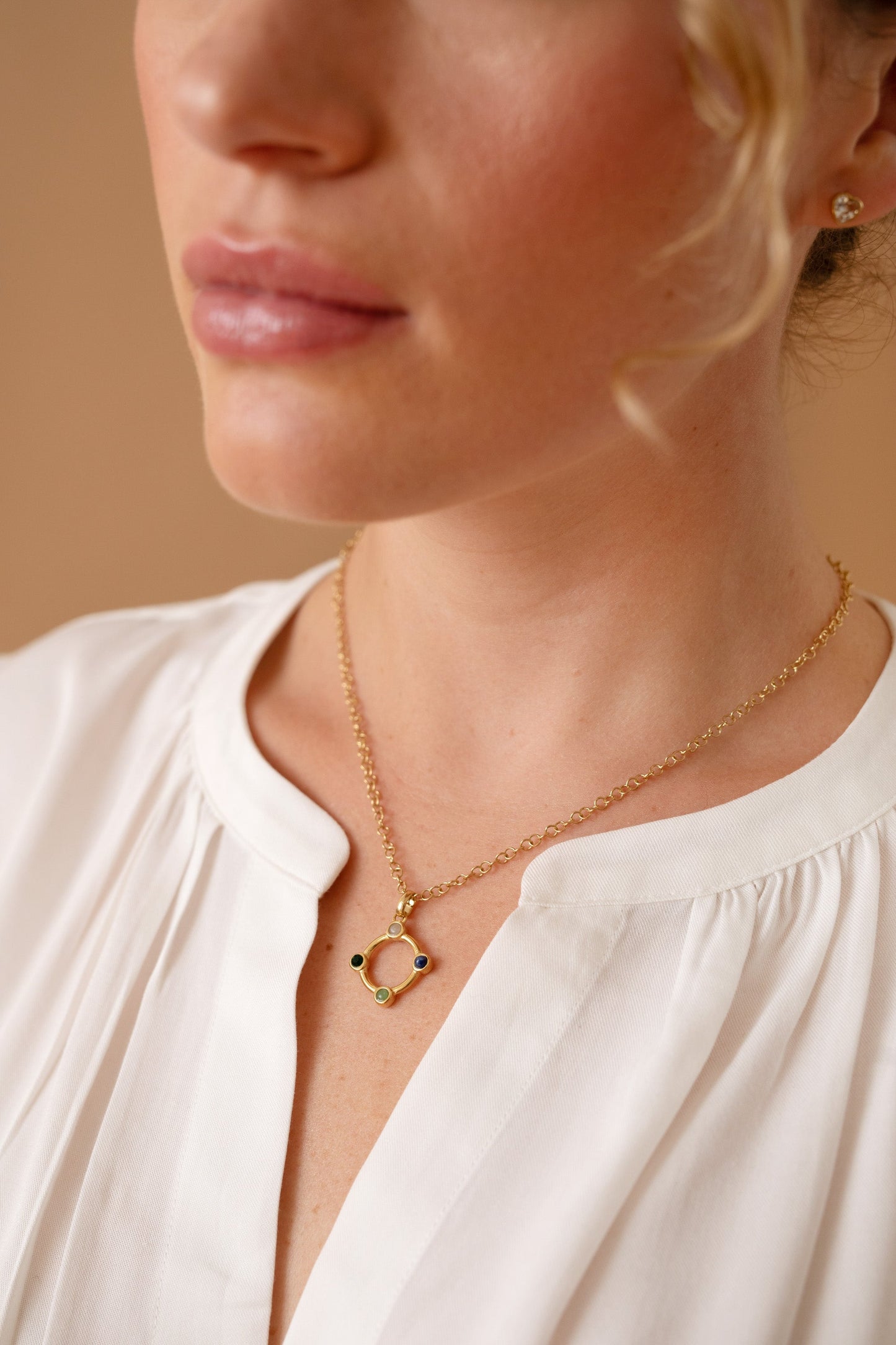 Wife Crystal Necklace Stainless Steel Gold