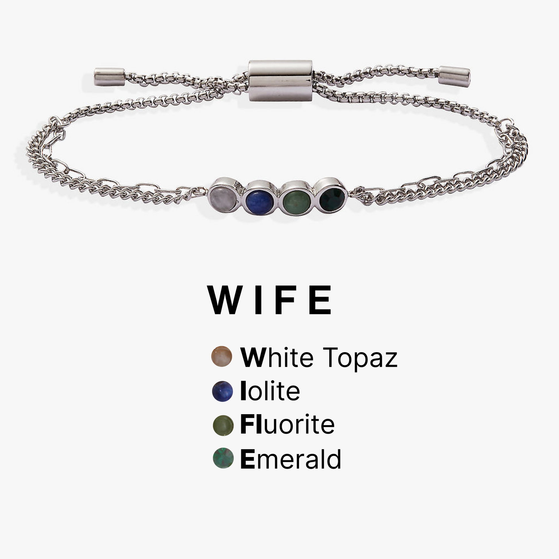 Wife Acrostic Bolo Stainless Steel Silver
