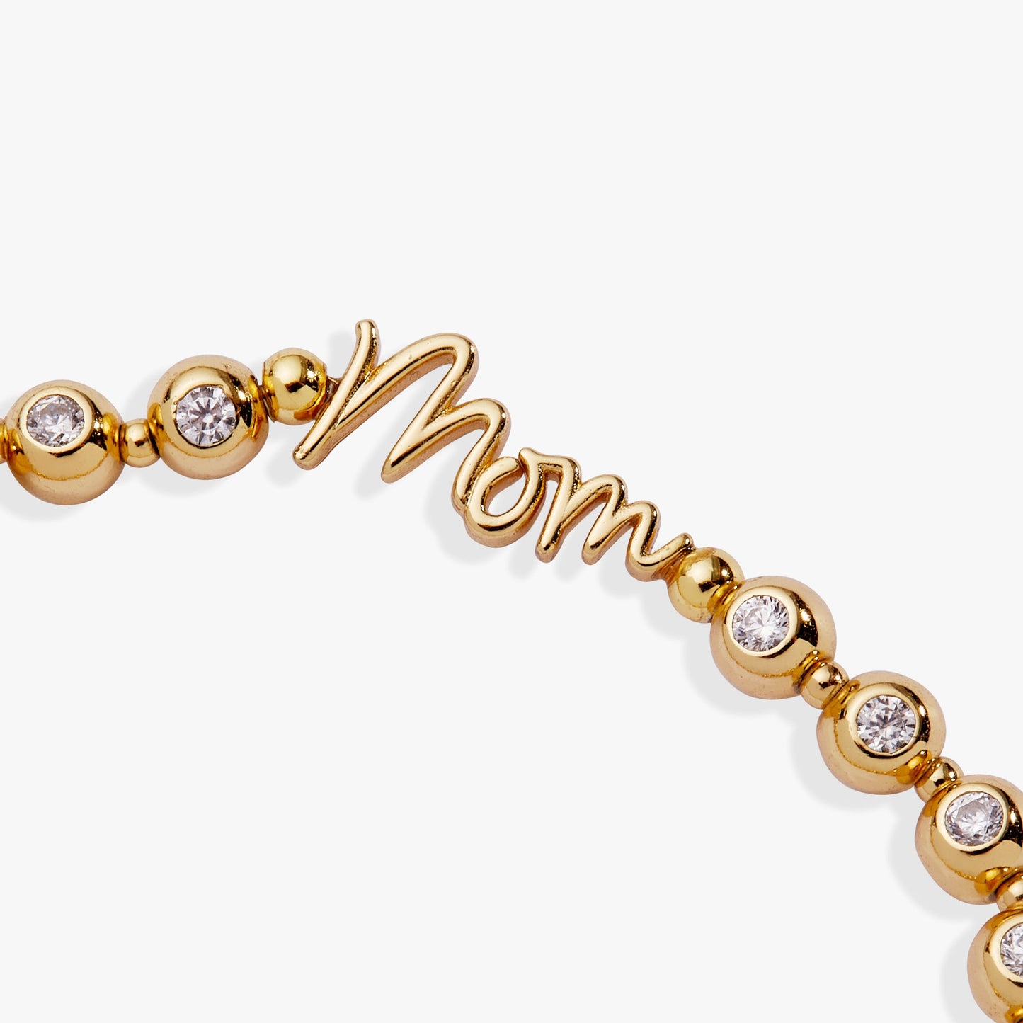 Mom Elongated Crystal Stretch Bracelet Silver