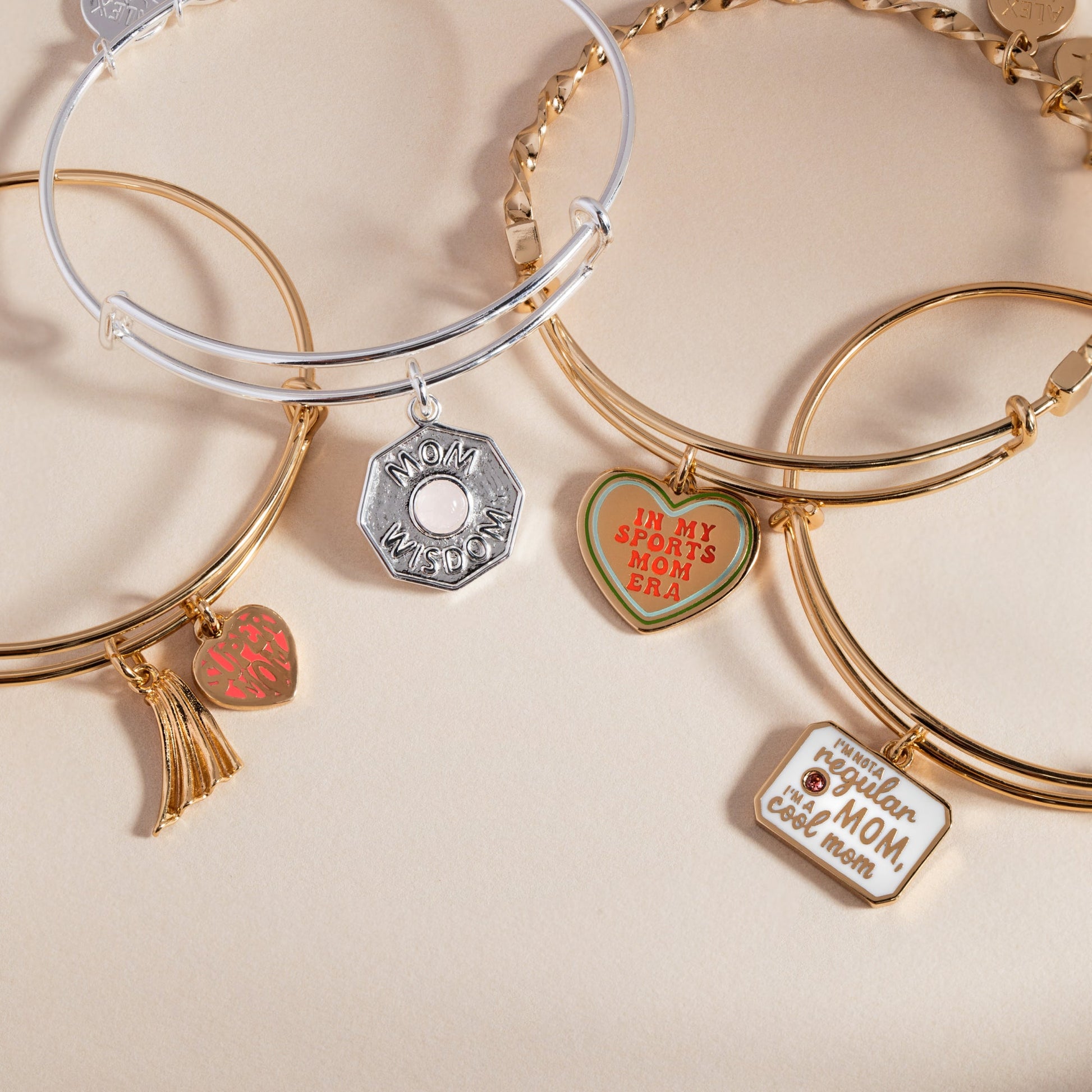 “I’m Not a Regular Mom, I’m a Cool Mom” Charm Bangle Gold