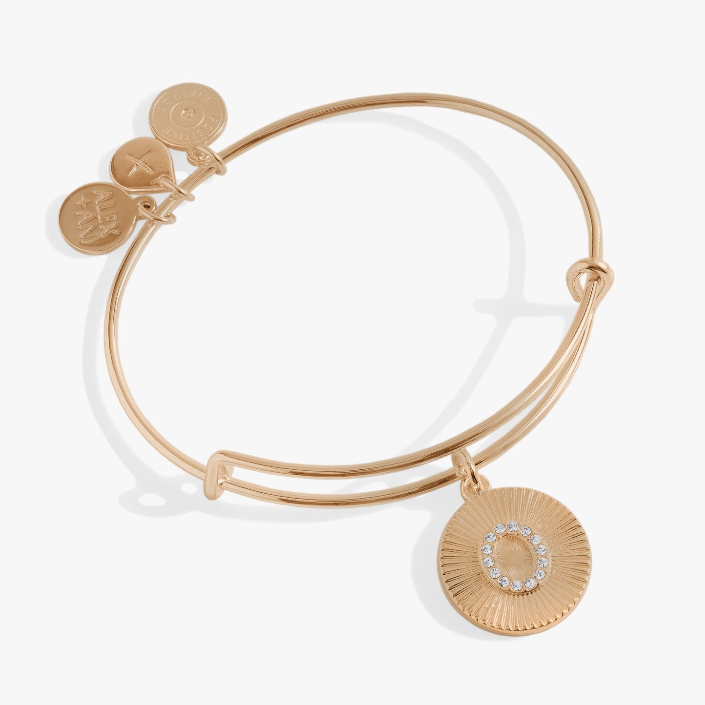 Pave Starburst Texture Initial Bangle O Gold