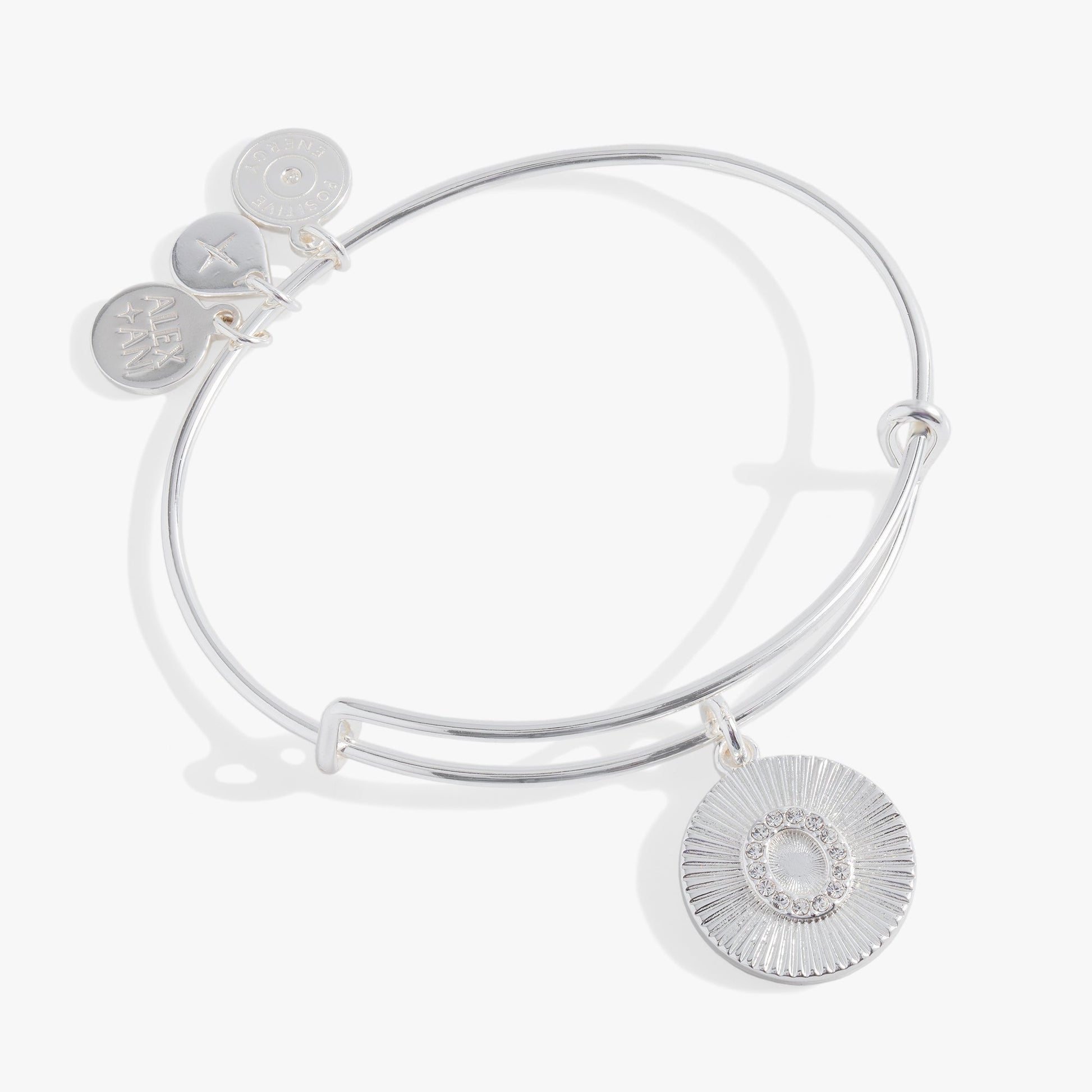 Pave Starburst Texture Initial Bangle O Gold