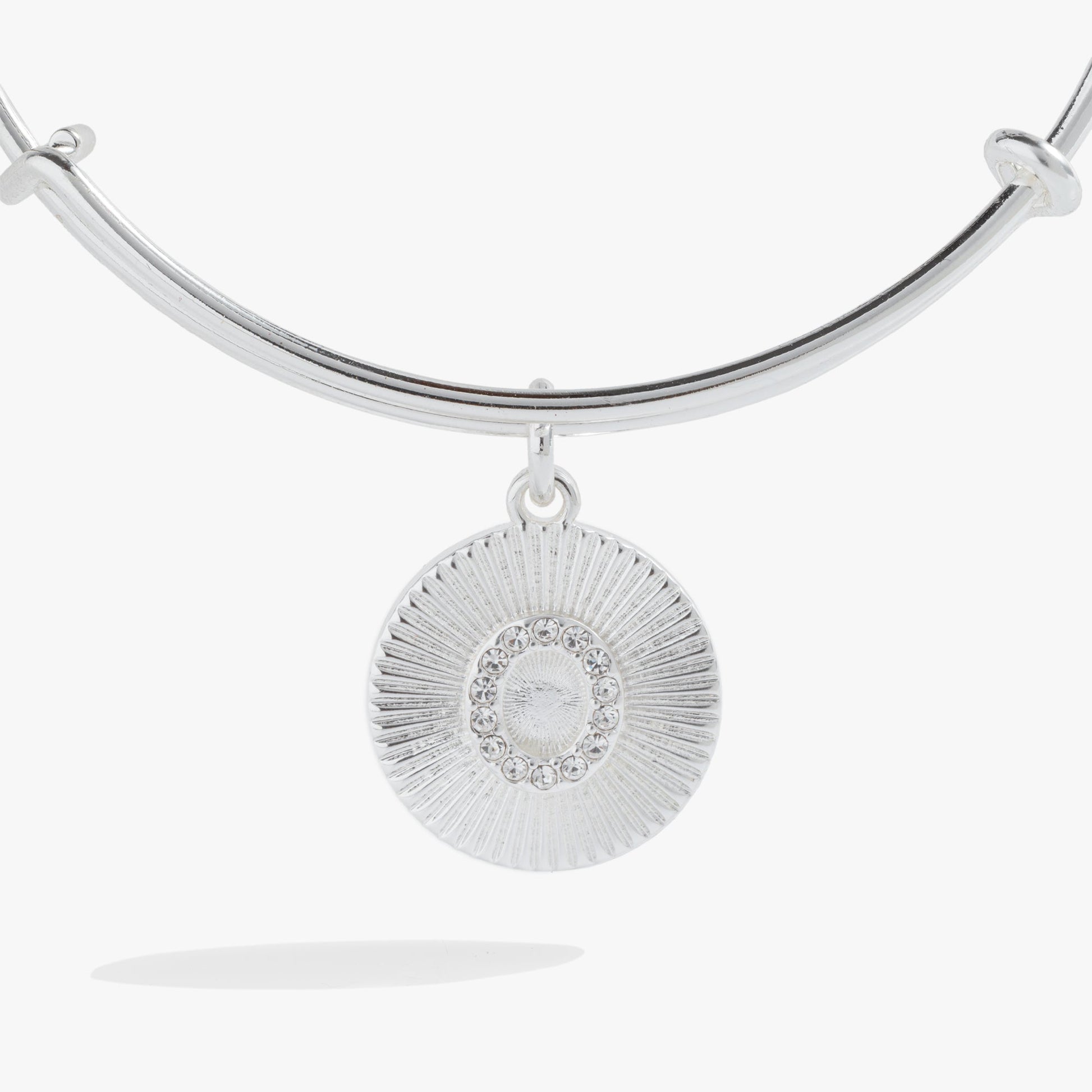 Pave Starburst Texture Initial Bangle O Gold