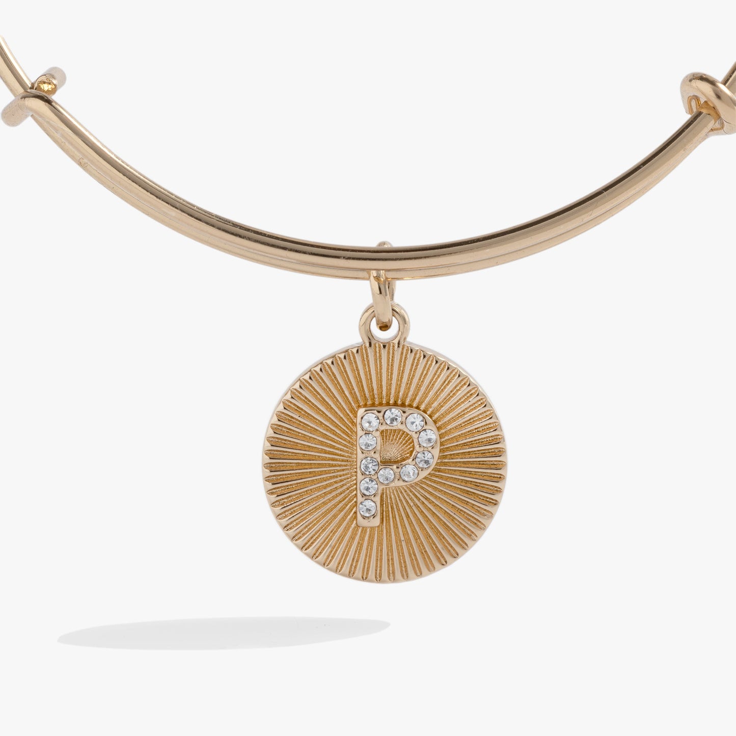 Pave Starburst Texture Initial Bangle P Gold