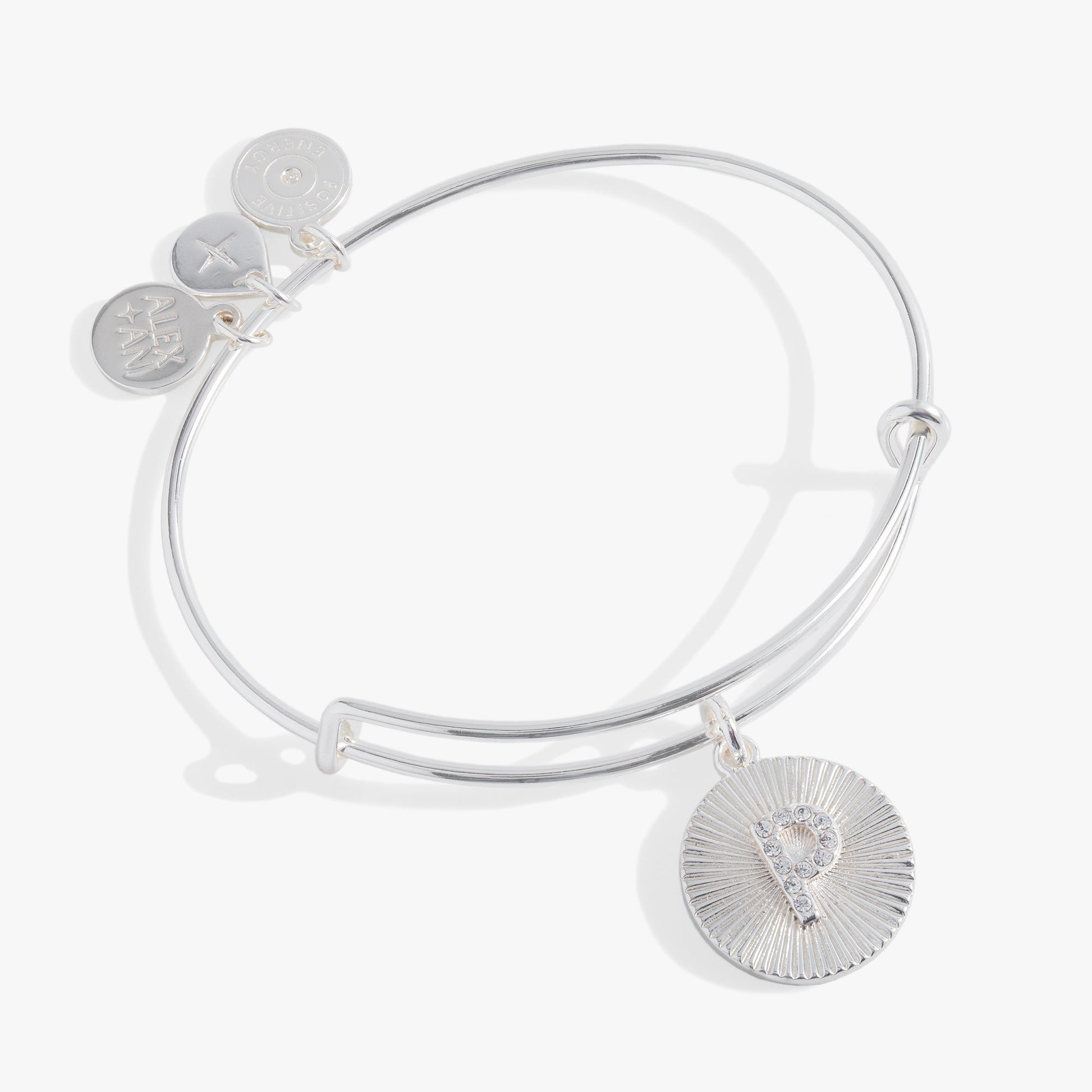 Pave Starburst Texture Initial Bangle P Gold