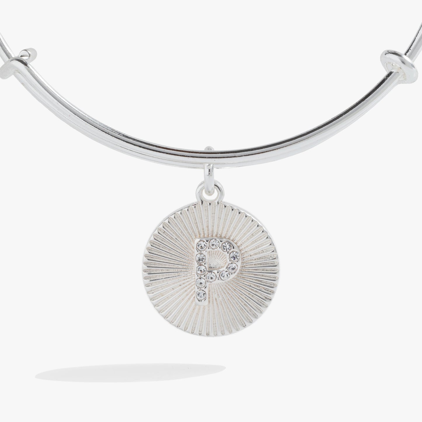 Pave Starburst Texture Initial Bangle P Gold