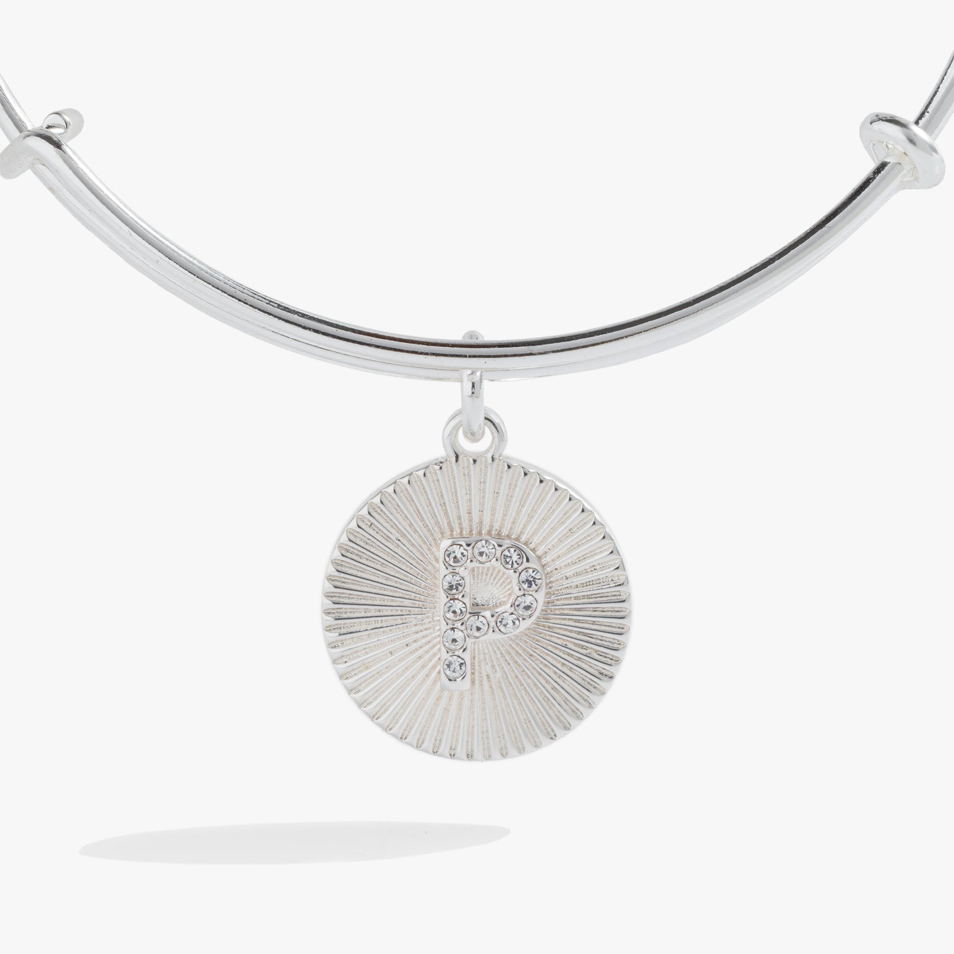 Pave Starburst Texture Initial Bangle P Gold