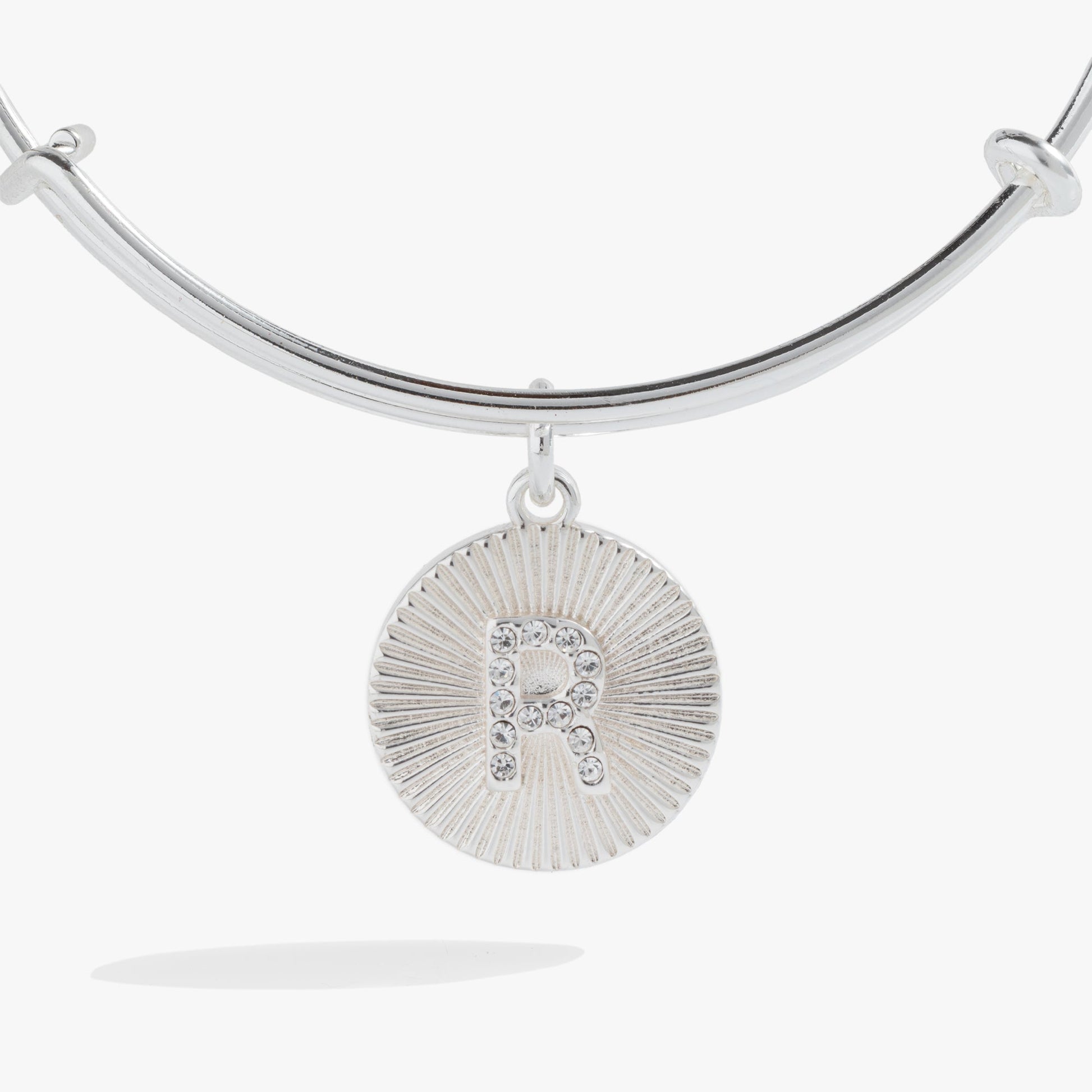 Pave Starburst Texture Initial Bangle R Gold