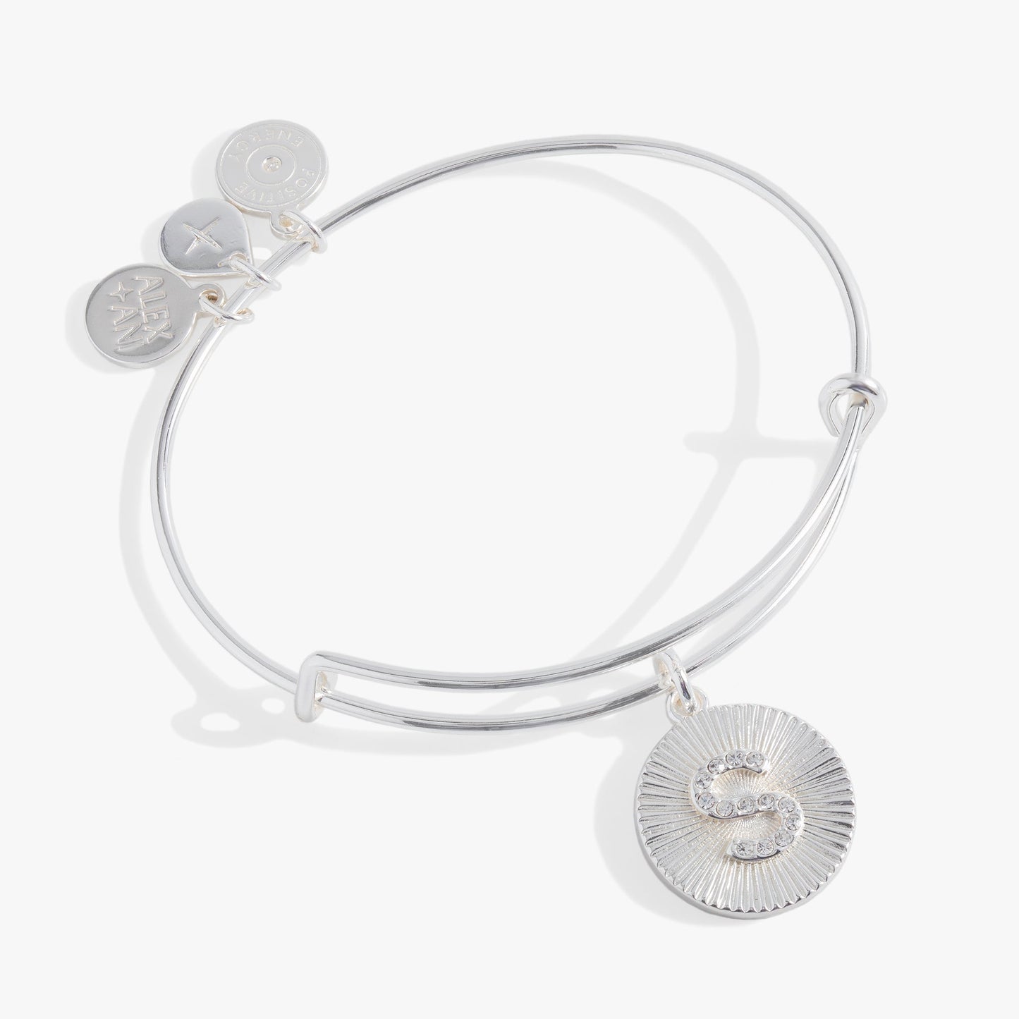Pave Starburst Texture Initial Bangle S Gold