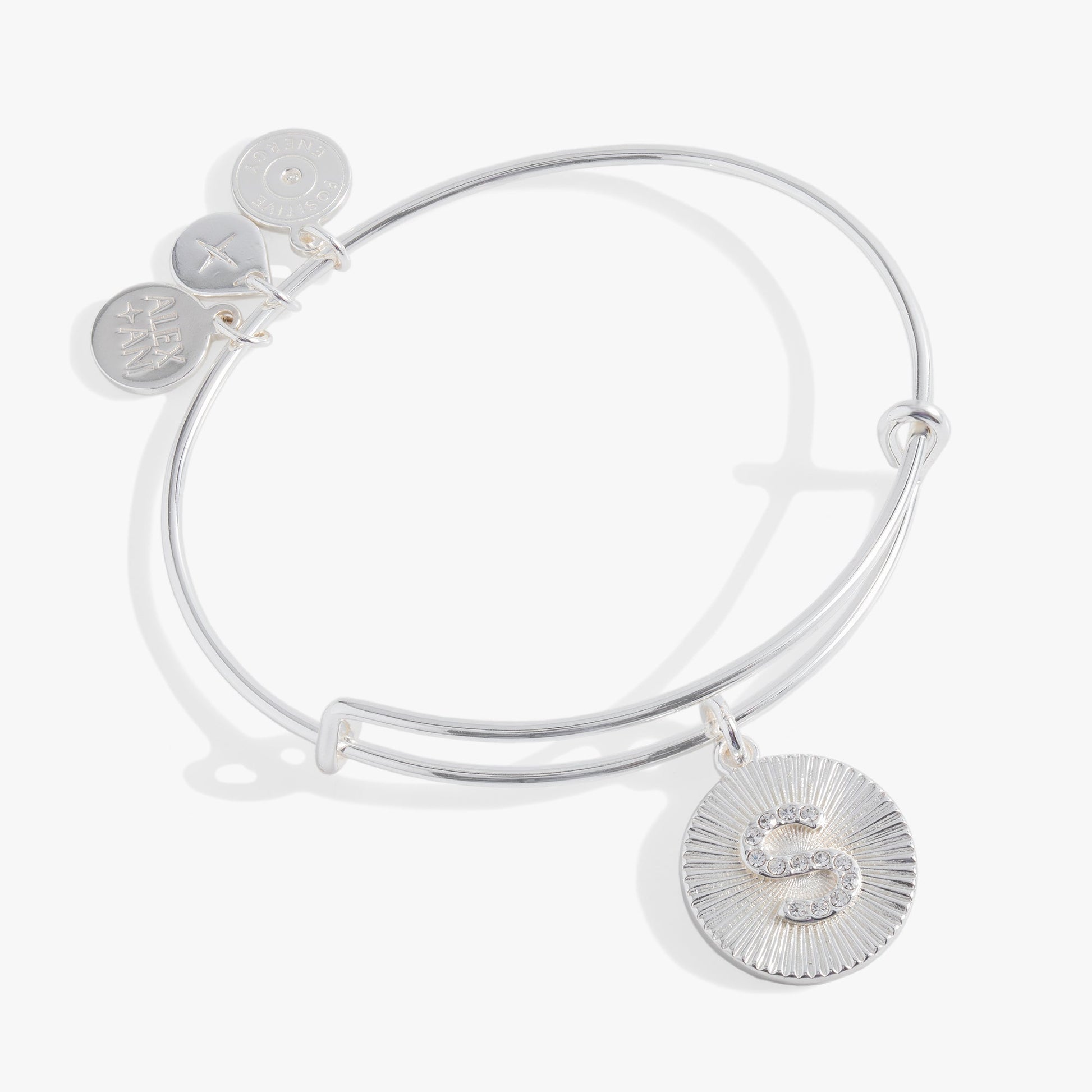 Pave Starburst Texture Initial Bangle S Gold