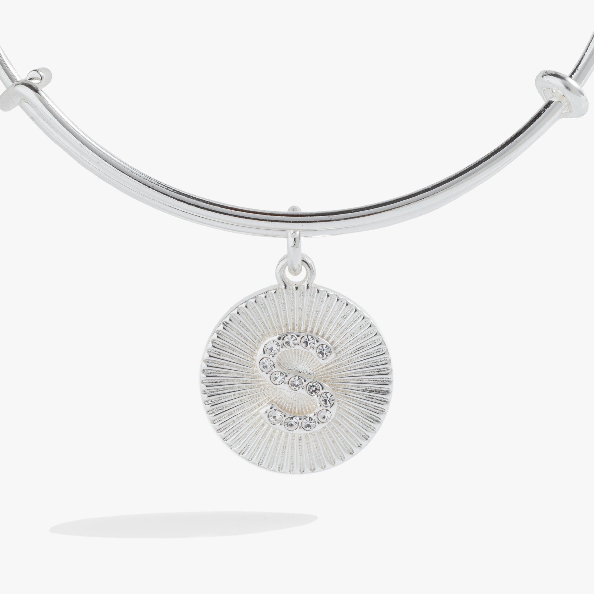 Pave Starburst Texture Initial Bangle S Gold