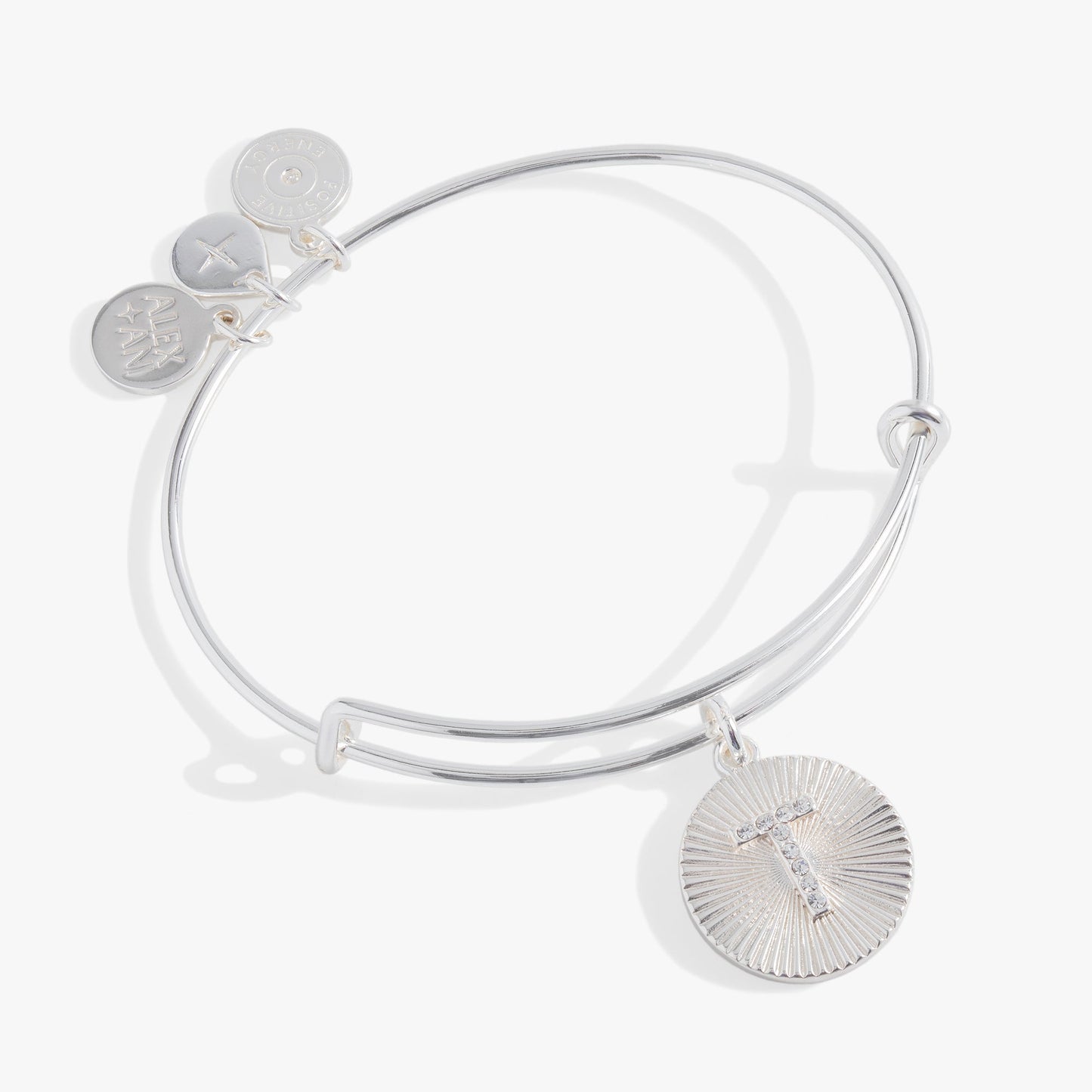 Pave Starburst Texture Initial Bangle T Gold
